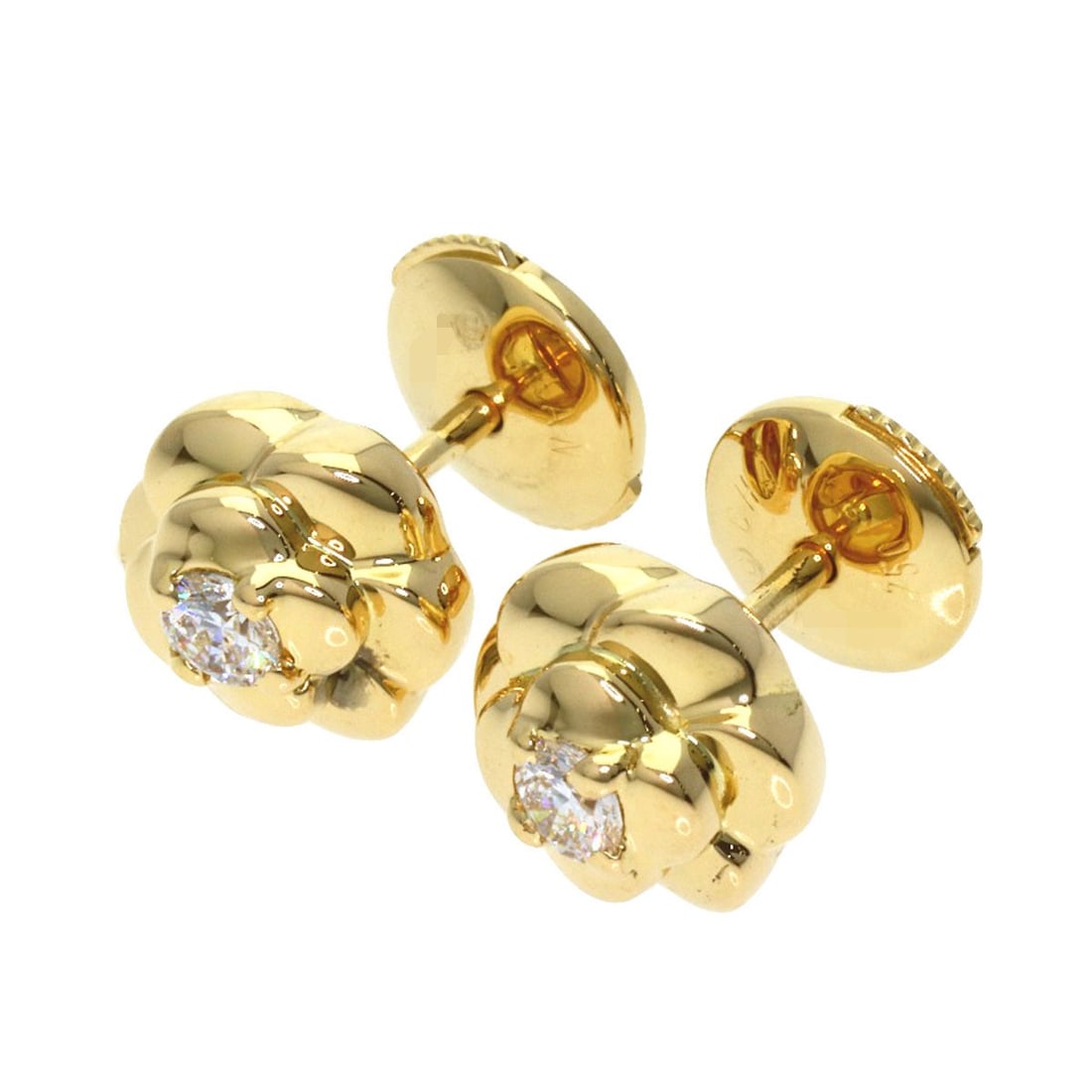 Camellia Diamond K18 Yellow Gold Earring Chanel: Camellia Diamond K18 Yellow Gold Earring Chanel K18 Yellow Gold Diamond Earring by CHANEL - A stunning earring featuring a diamond set in K18 yellow gold, showcasing the luxury and sophistication of t