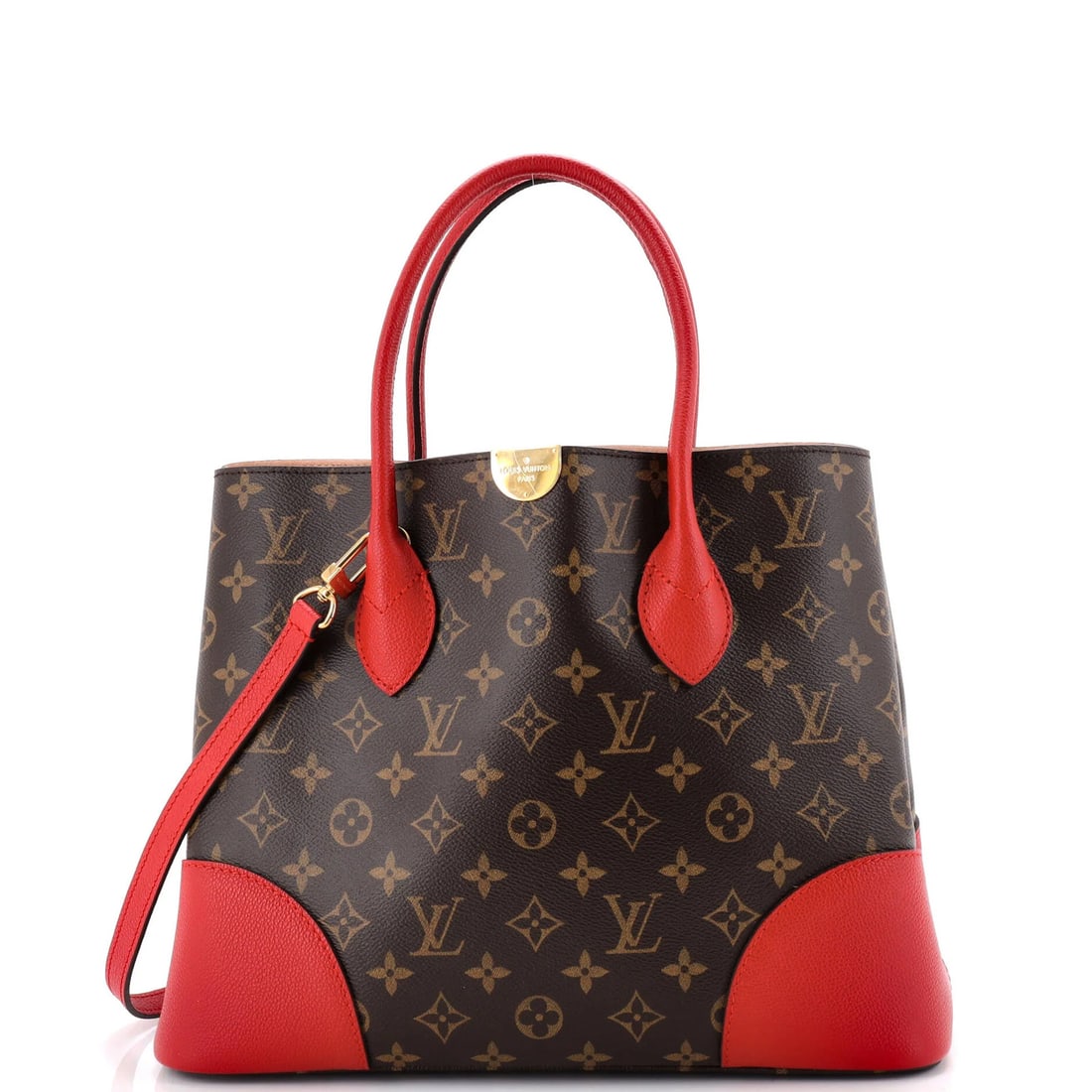 Canvas Monogram Leather Flandrin Handbag Louis Vuitton: Canvas Monogram Leather Flandrin Handbag Louis Vuitton Canvas Monogram Leather Flandrin Handbag Louis Vuitton, with its striking red exterior and classic brown leather accents, boasts a timeless