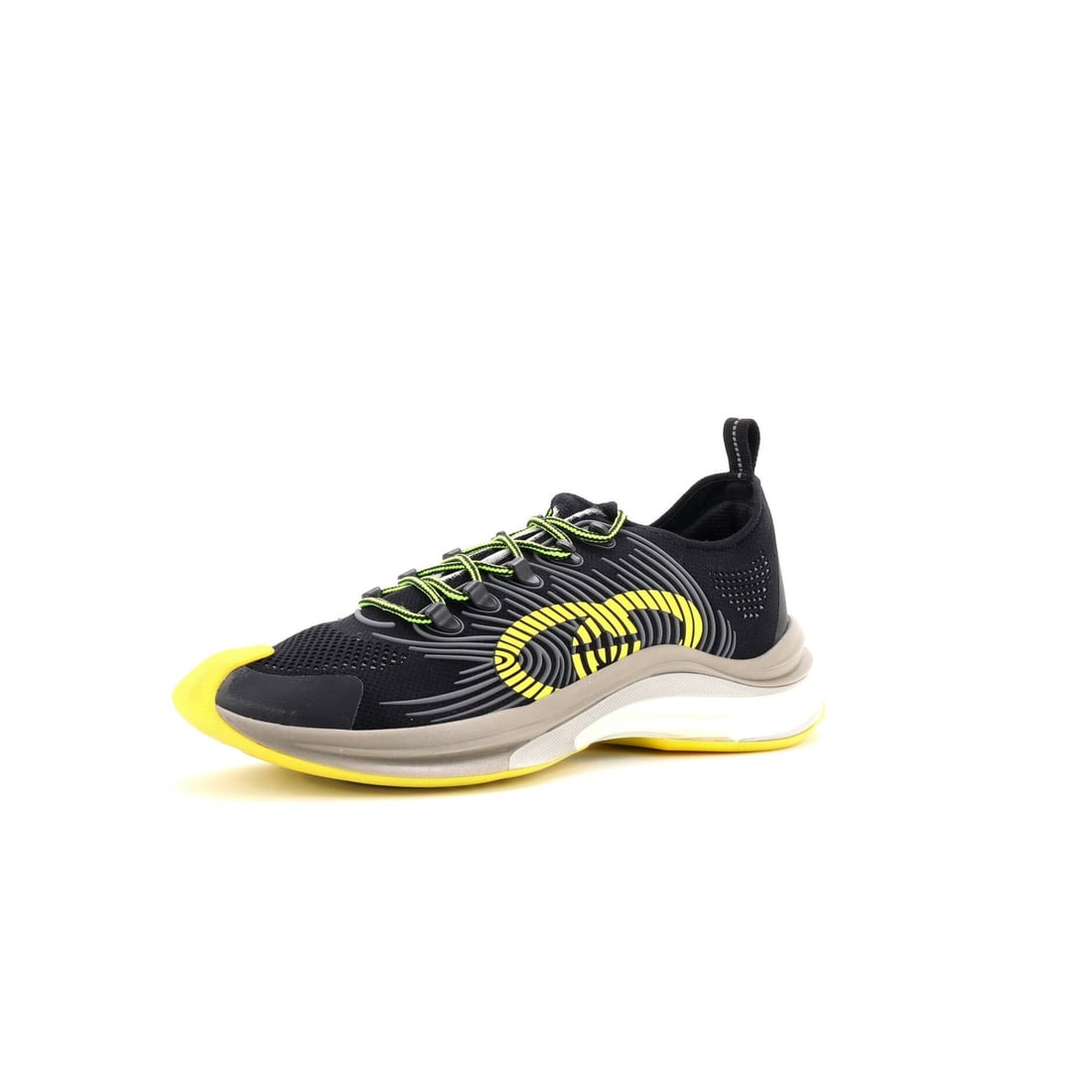 Gucci Men's Run Sneakers Embroidered Technical Fabric: Gucci Men's Run Sneakers Embroidered Technical Fabric Black, Yellow Gucci Men's Run Sneakers with Embroidered Technical Fabric Upper, Minor Creasing on Insoles. This Excellent Condition pair features