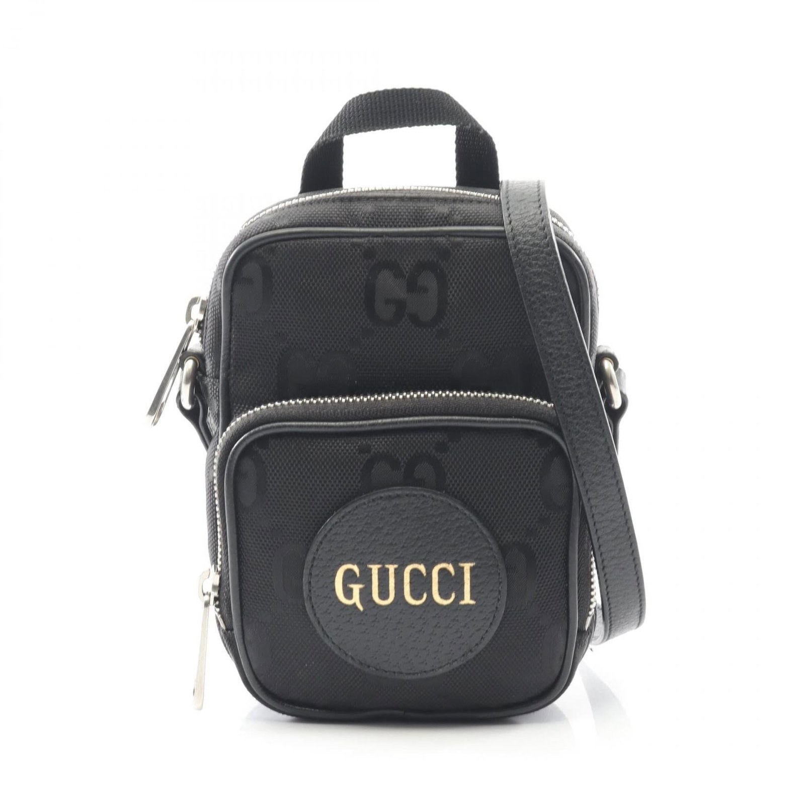 Shoulder Bag Nylon Leather Canvas Gucci: Shoulder Bag Nylon Leather Canvas Gucci Black Gucci shoulder bag made from a combination of leather and nylon canvas, measuring 16.5cm x 11.5cm. The bag's design features a unique blend of materials