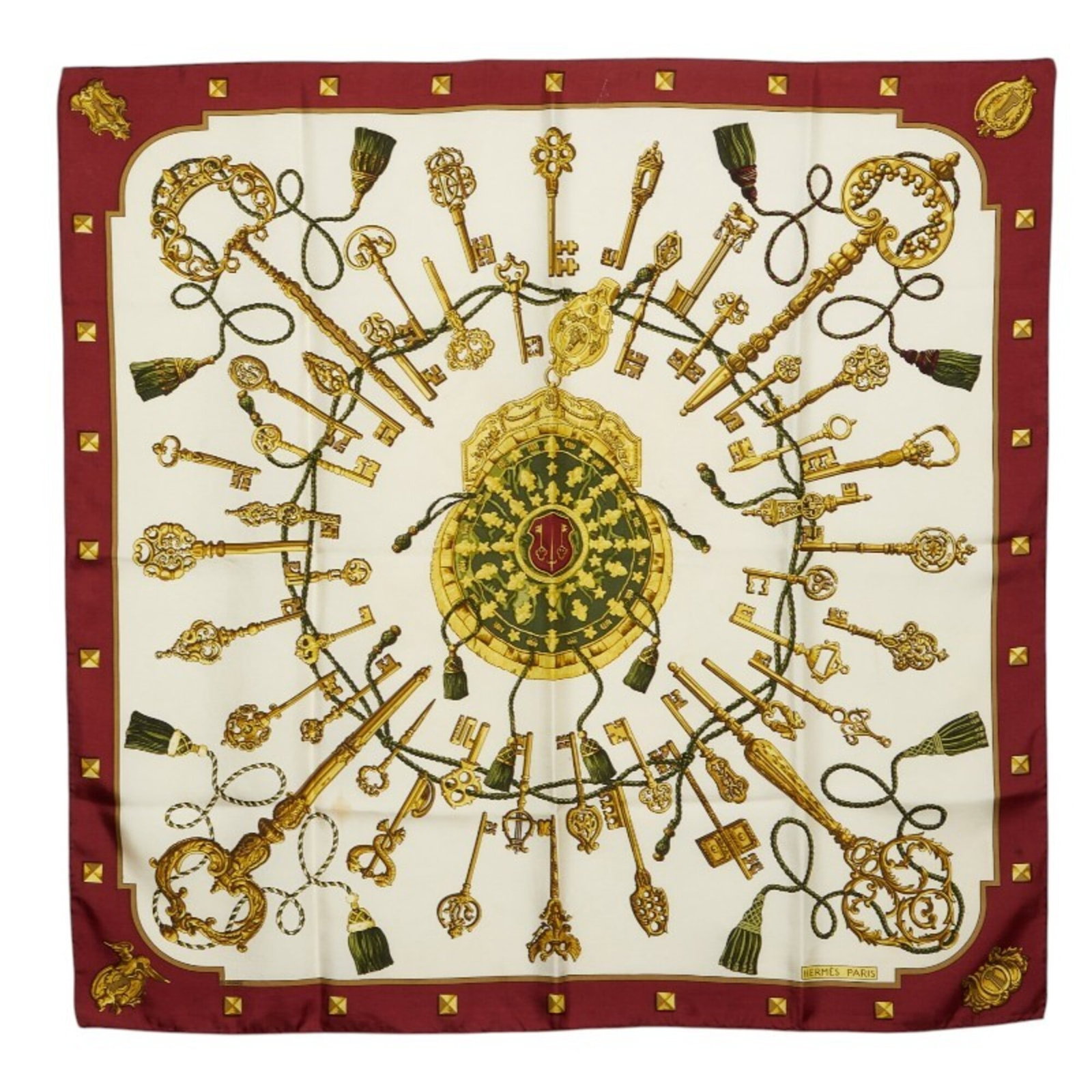 Silk Hermes Scarf: Silk Hermes Scarf Silk from the renowned French house of Hermes, this multi-color scarf boasts a unique and vibrant design. Measuring 86cm x 89cm, it is crafted from high-quality silk and features a s