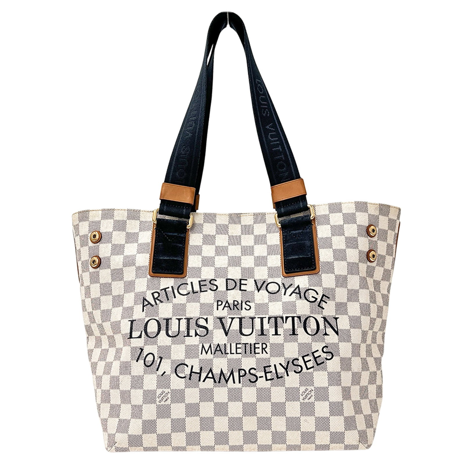 Damier Azur Louis Vuitton Tote Handbag: Damier Azur Louis Vuitton Tote Handbag Damier Azur Louis Vuitton Tote Handbag features the iconic Damier Azur pattern, a classic design element of the brand. Made from high-quality materials, this