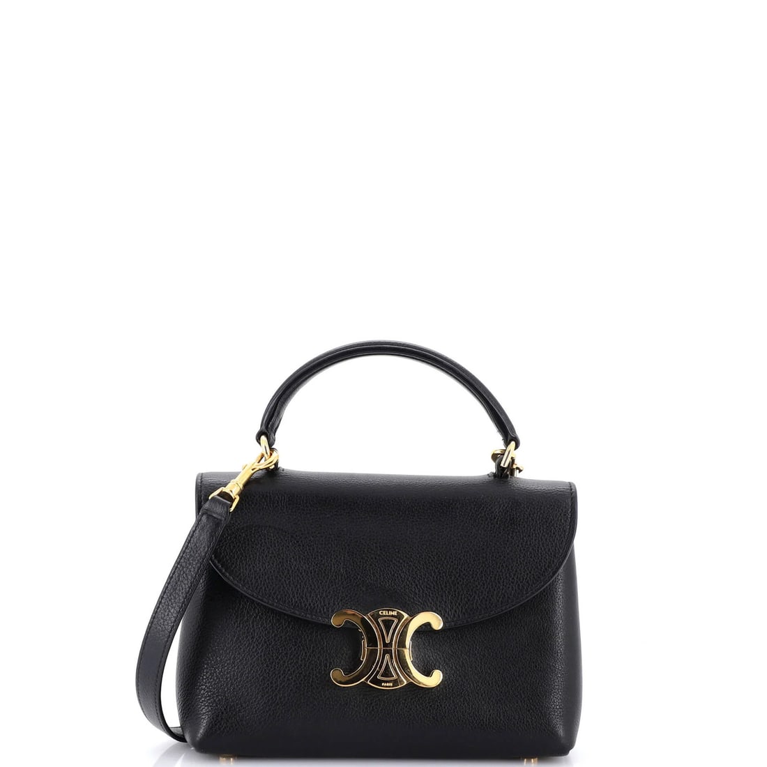 Teen Top Handle Leather Bag Celine: Teen Top Handle Leather Bag Celine Heavy corner wear, scuffs, and edge wear on this black leather top handle bag from Celine give it a worn, vintage feel. Minor creases and discoloration add to its