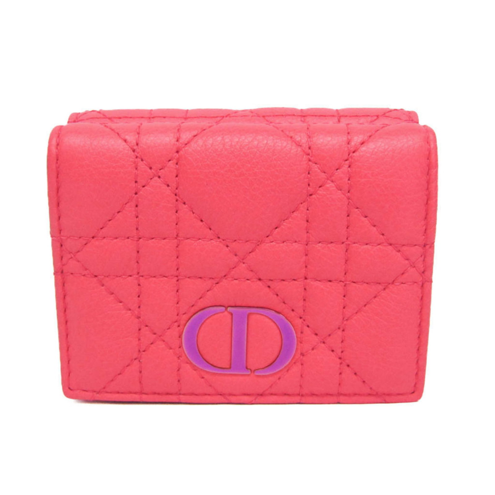 Christian Dior Wallet (Tri-Fold) Leather: Christian Dior Wallet (Tri-Fold) Leather The Christian Dior CARO Tri-Fold Wallet in Pink is a stylish and functional accessory. Made from high-quality leather, this medium wallet features a tri-fold d