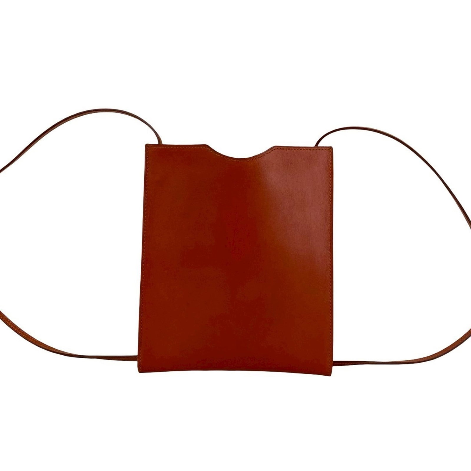 Calf Leather Pochette Bag Box Hermes Shoulder: Calf Leather Pochette Bag Box Hermes Shoulder Box calf leather, a rich brown hue, defines the understated elegance of this Calf Leather Pochette Bag by Hermes. Measuring 19cm x 16cm x 1.5cm, its