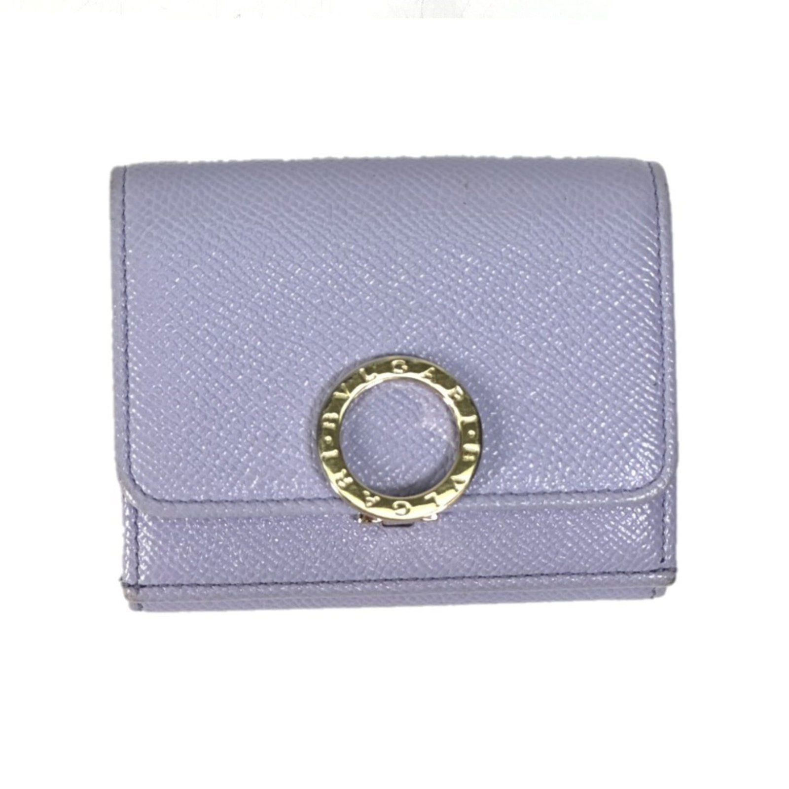 Bvlgari Wallet (Tri-Fold) Leather: Bvlgari Wallet (Tri-Fold) Leather Bvlgari's tri-fold leather wallet is a stylish accessory, featuring a rich purple color and a compact design. Made from high-quality leather, this wallet measures