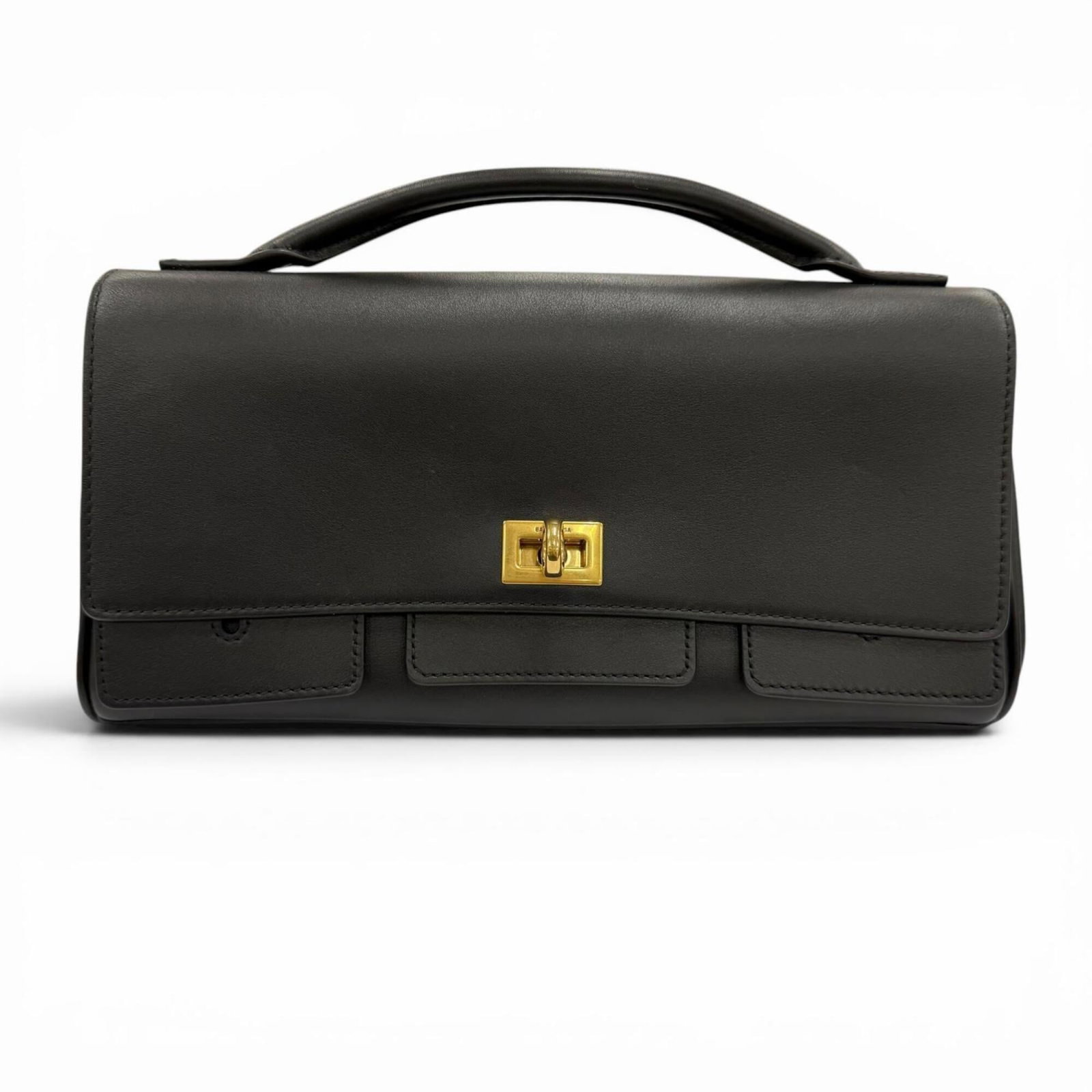 Bag Shoulder Leather Balenciaga: Bag Shoulder Leather Balenciaga Black leather shoulder bag from Balenciaga, measuring 14cm x 27.5cm x 5cm, with a sleek and modern design. This Italian-made bag features high-quality leather