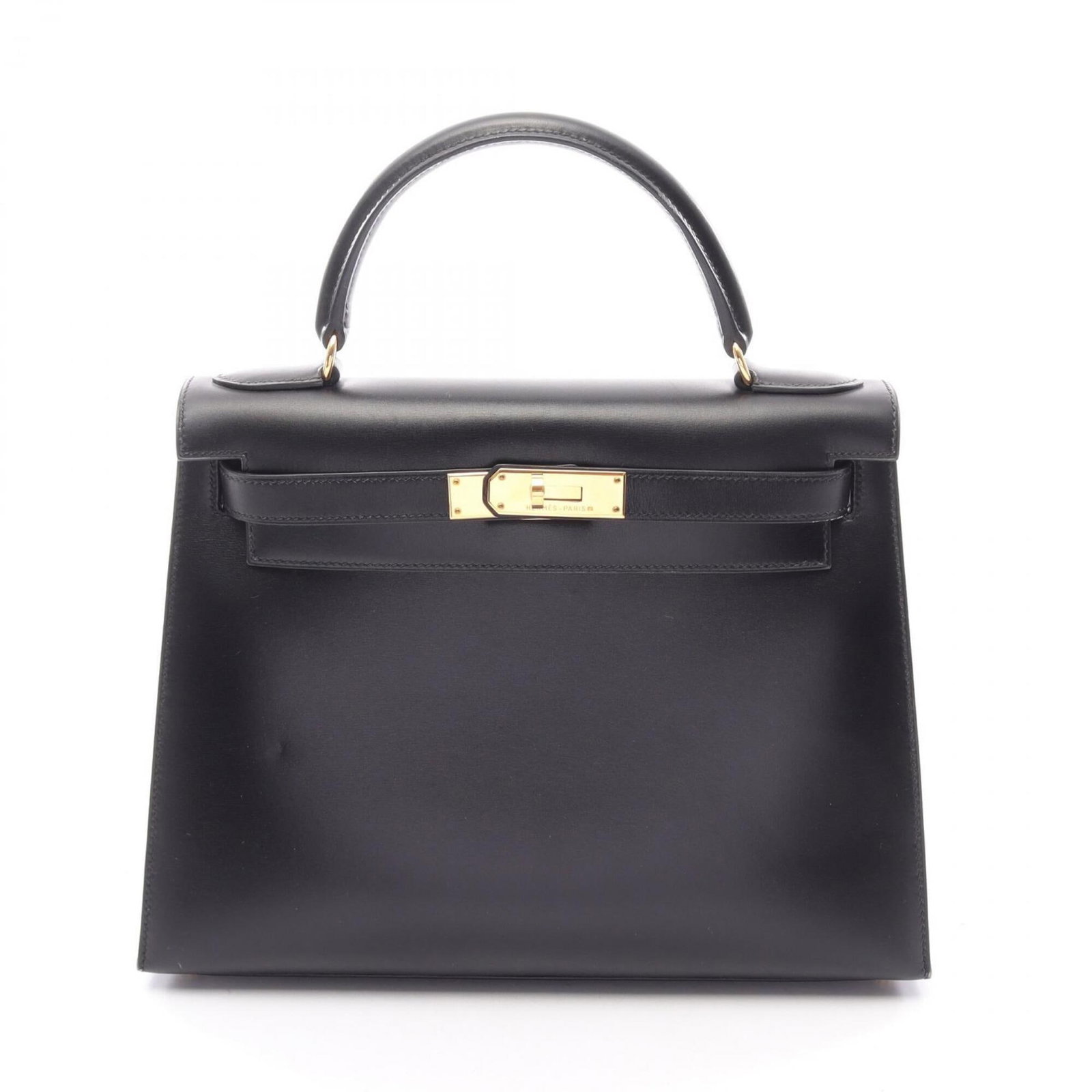 Calf Leather Handbag Box Hermes: Calf Leather Handbag Box Hermes Box calf leather construction provides a rich, luxurious feel. The classic design and timeless black color make this handbag a versatile and elegant accessory.