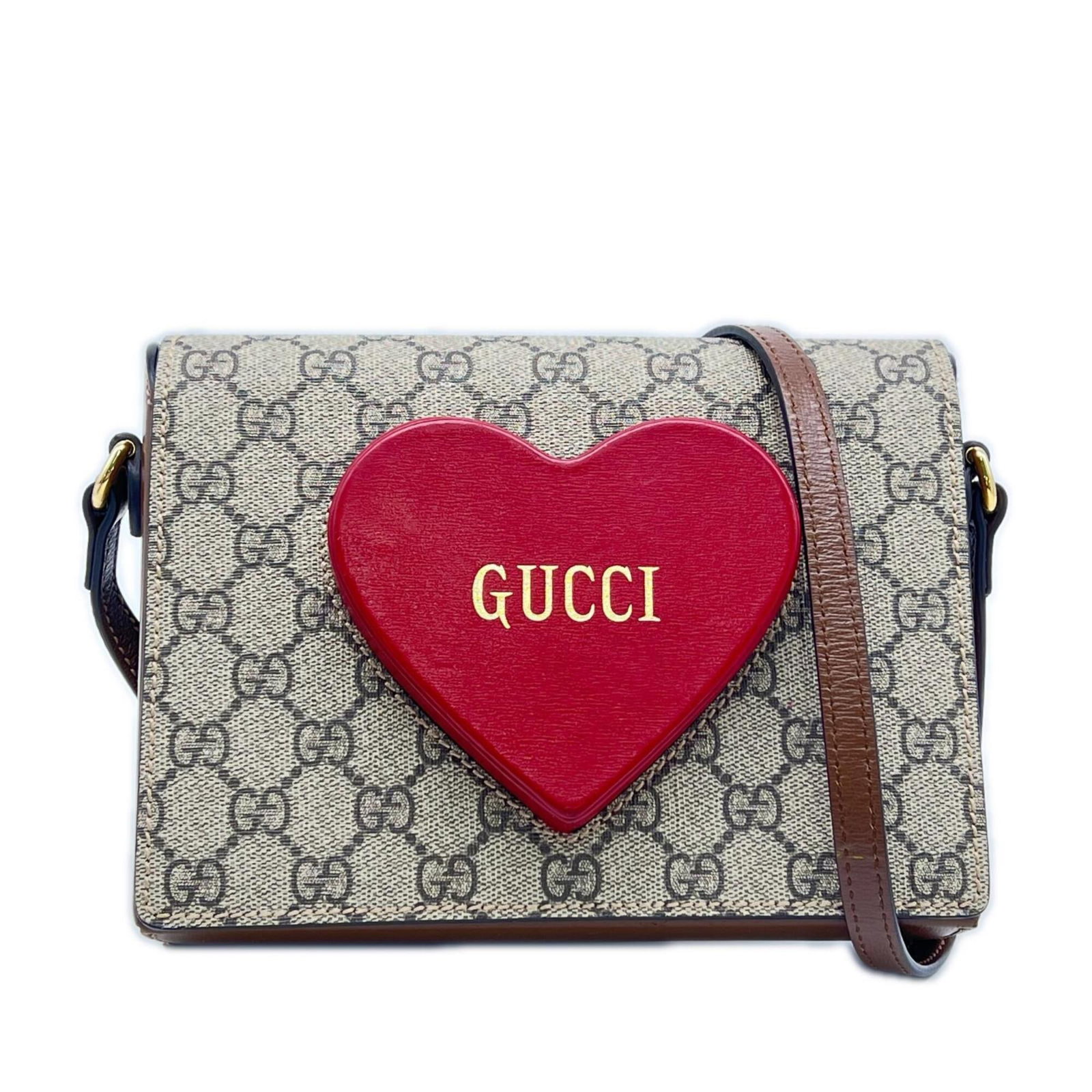 Canvas Leather Shoulder Bag Gucci: Canvas Leather Shoulder Bag Gucci Canvas Leather Shoulder Bag Gucci in Beige Brown and Red. This Gucci shoulder bag features coated canvas and leather construction, with a distinctive beige brown and 
