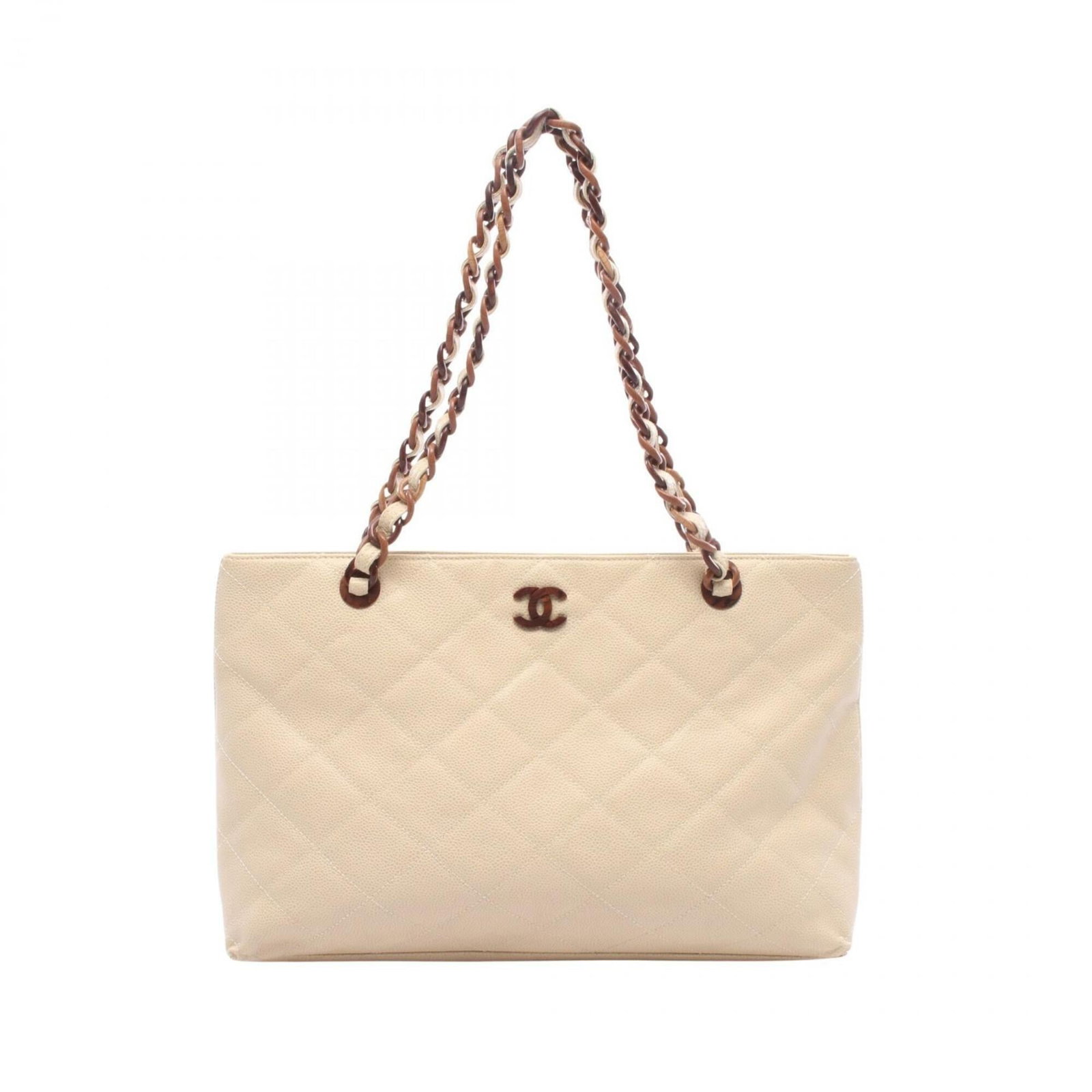 Calfskin Grained Chanel Tote Bag: Calfskin Grained Chanel Tote Bag Calfskin Grained Chanel Tote Bag - A classic, timeless design in beige, crafted from high-quality grained calfskin. Measuring 25cm x 38cm x 9cm, this elegant tote bag