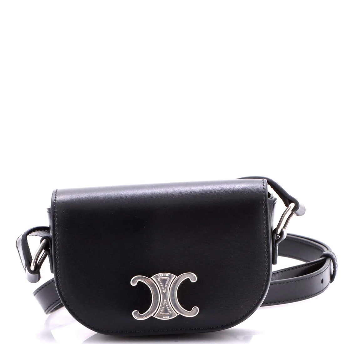 Small Leather Bag Shoulder Triomphe Besace Celine: Small Leather Bag Shoulder Triomphe Besace Celine Small Leather Bag with Classic Design. This black leather Celine Besace Triomphe shoulder bag features a timeless cross body design and measures 3" in
