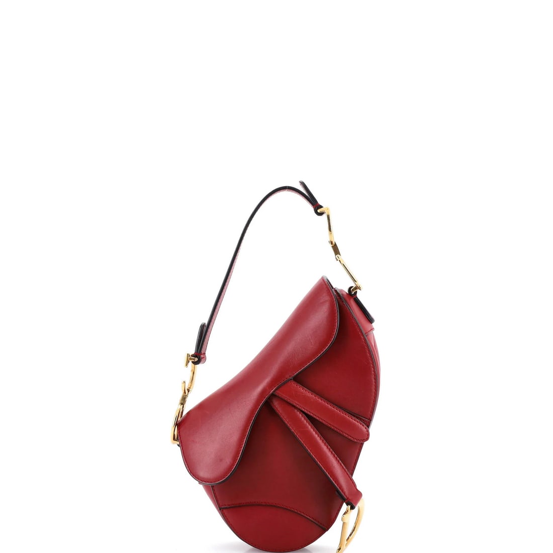 Mini Leather Christian Dior Saddle Handbag: Mini Leather Christian Dior Saddle Handbag Mini Leather Christian Dior Saddle Handbag in Red. This mini leather shoulder bag features a classic saddle style with a bold red exterior and matching
