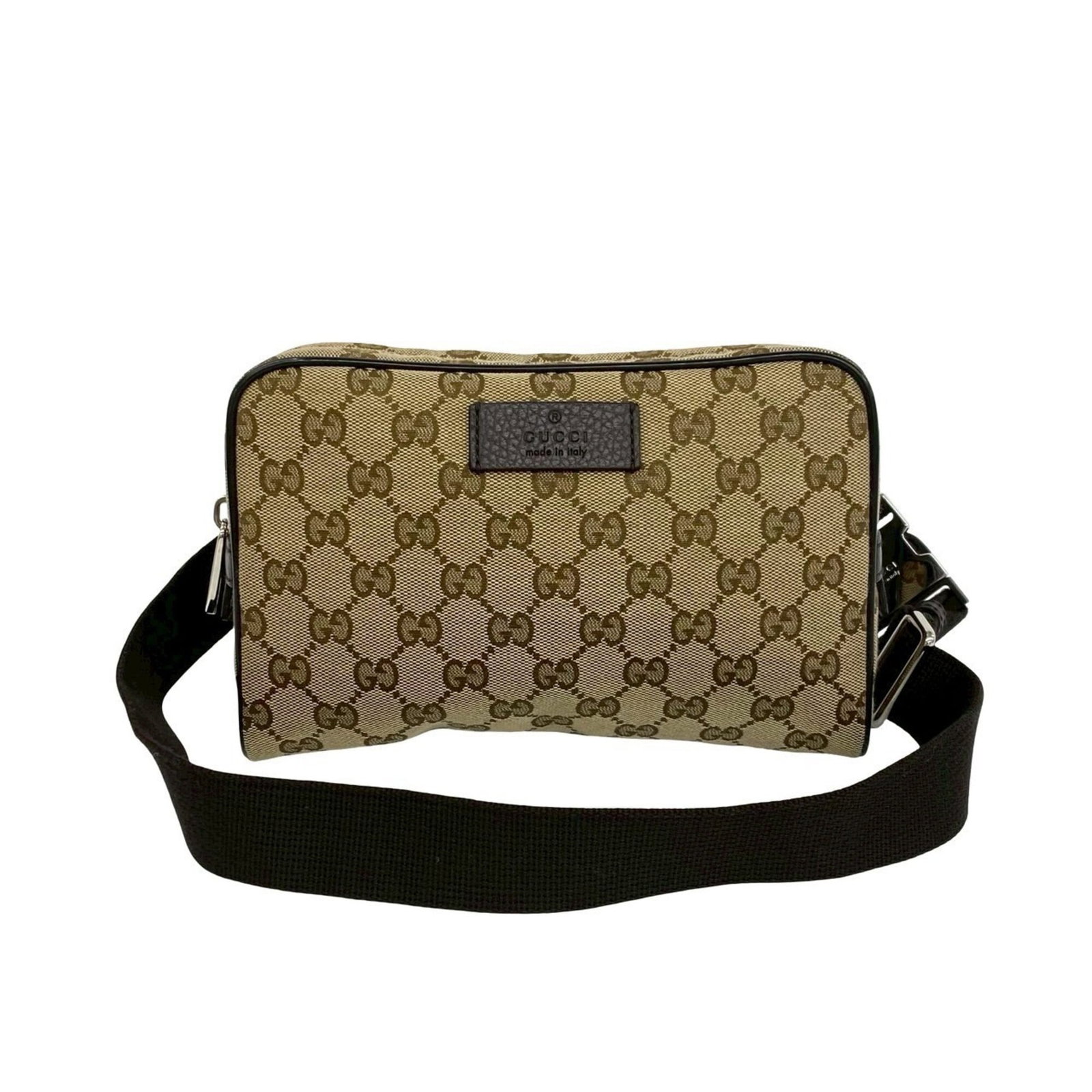 Canvas Leather Sling Bag Pochette Pouch Gucci: Canvas Leather Sling Bag Pochette Pouch Gucci Canvas Leather Sling Bag Pochette Pouch Gucci - A stylish and versatile bag, this Gucci canvas leather sling bag features a classic brown color and a