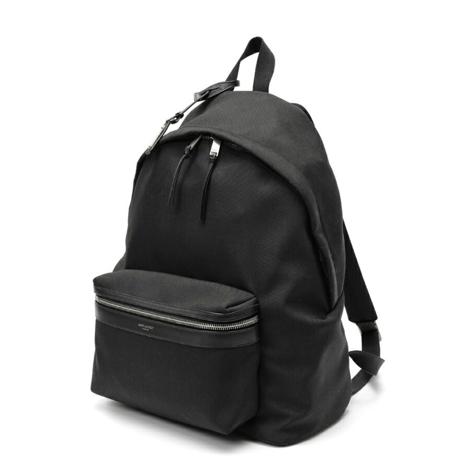 Backpack Nylon Leather Saint: Backpack Nylon Leather Saint Smooth calf leather and durable nylon blend in this sleek backpack from Saint Laurent, crafted with a timeless black finish. The classic design features a sturdy build