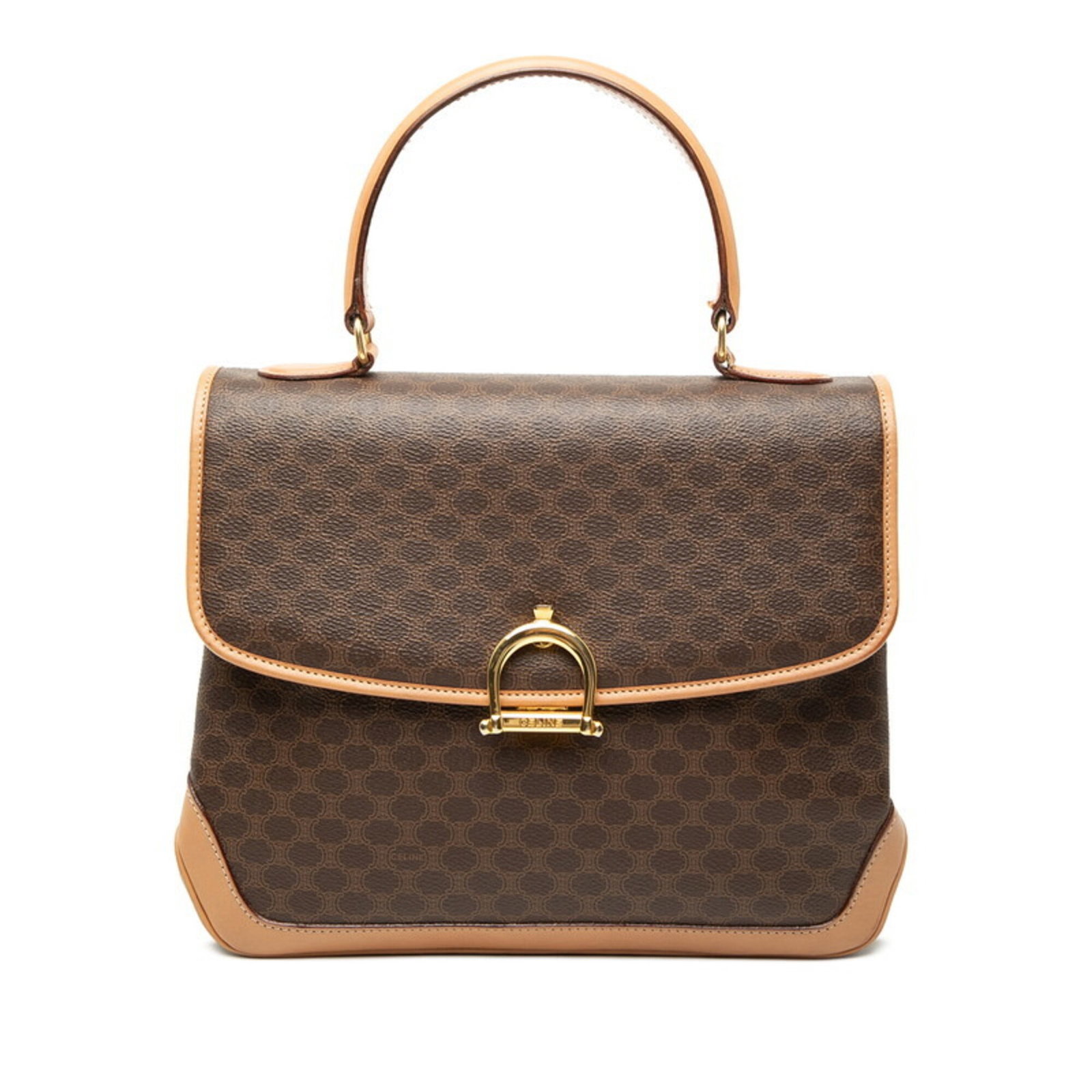 Celine Handbag Leather Pvc: Celine Handbag Leather Pvc Celine Handbag Leather Pvc: A stylish and unique accessory, this Celine handbag features a combination of PVC and leather materials, presented in a rich brown color.