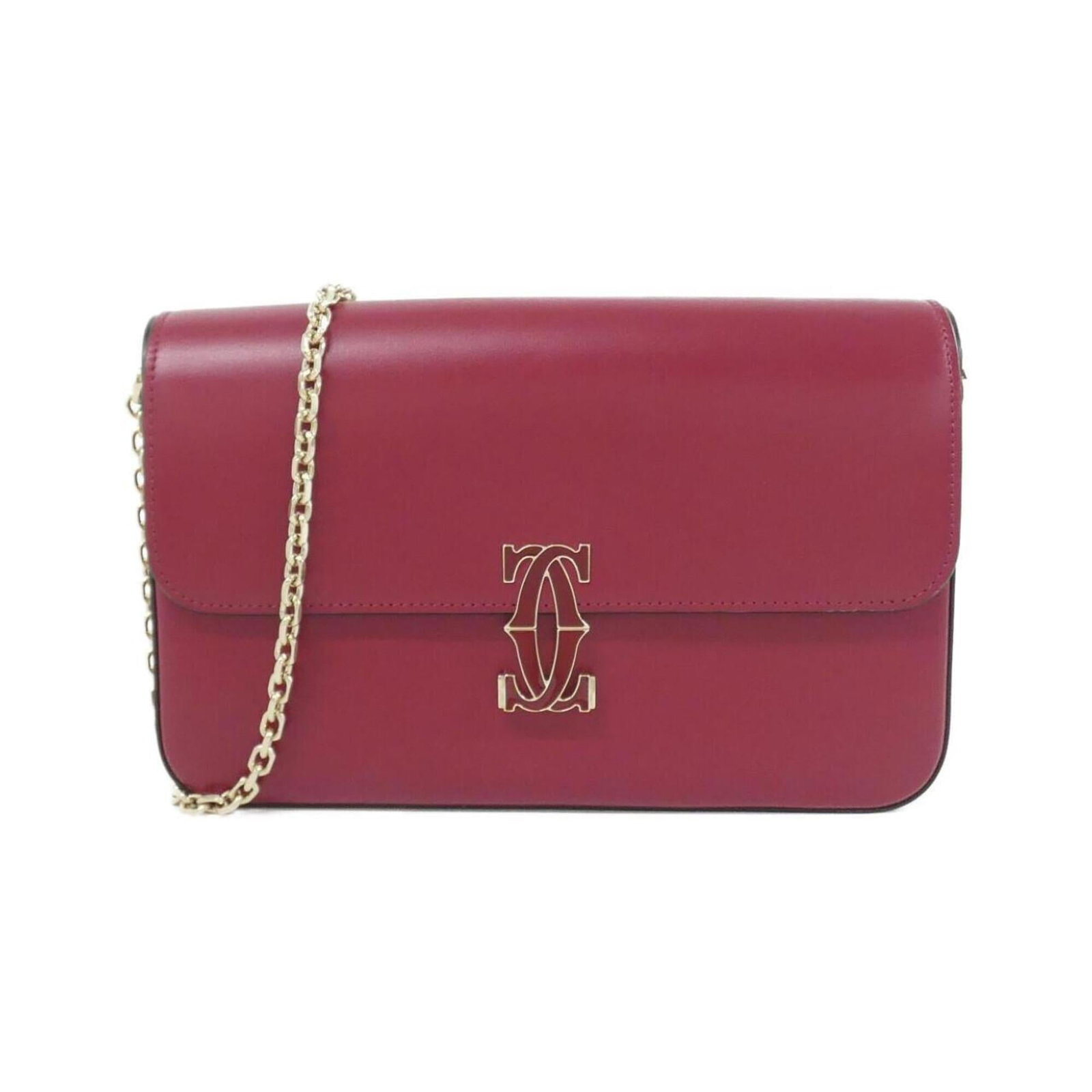 Shoulder Bag Cartier Leather: Shoulder Bag Cartier Leather Cartier's Bordeaux leather shoulder bag boasts a sleek, sophisticated design with a gold-tone hardware accent. Measuring 15cm x 24cm x 5cm, this compact bag is perfect