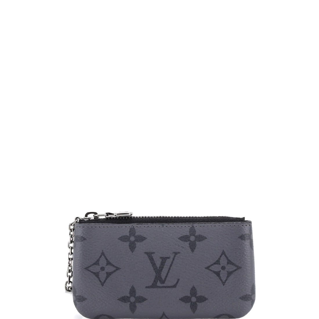 Louis Vuitton Key Eclipse Canvas Reverse Monogram Pouch: Louis Vuitton Key Eclipse Canvas Reverse Monogram Pouch Black Louis Vuitton Key Eclipse Canvas Reverse Monogram Pouch with canvas coated exterior and leather interior, featuring a silver-toned