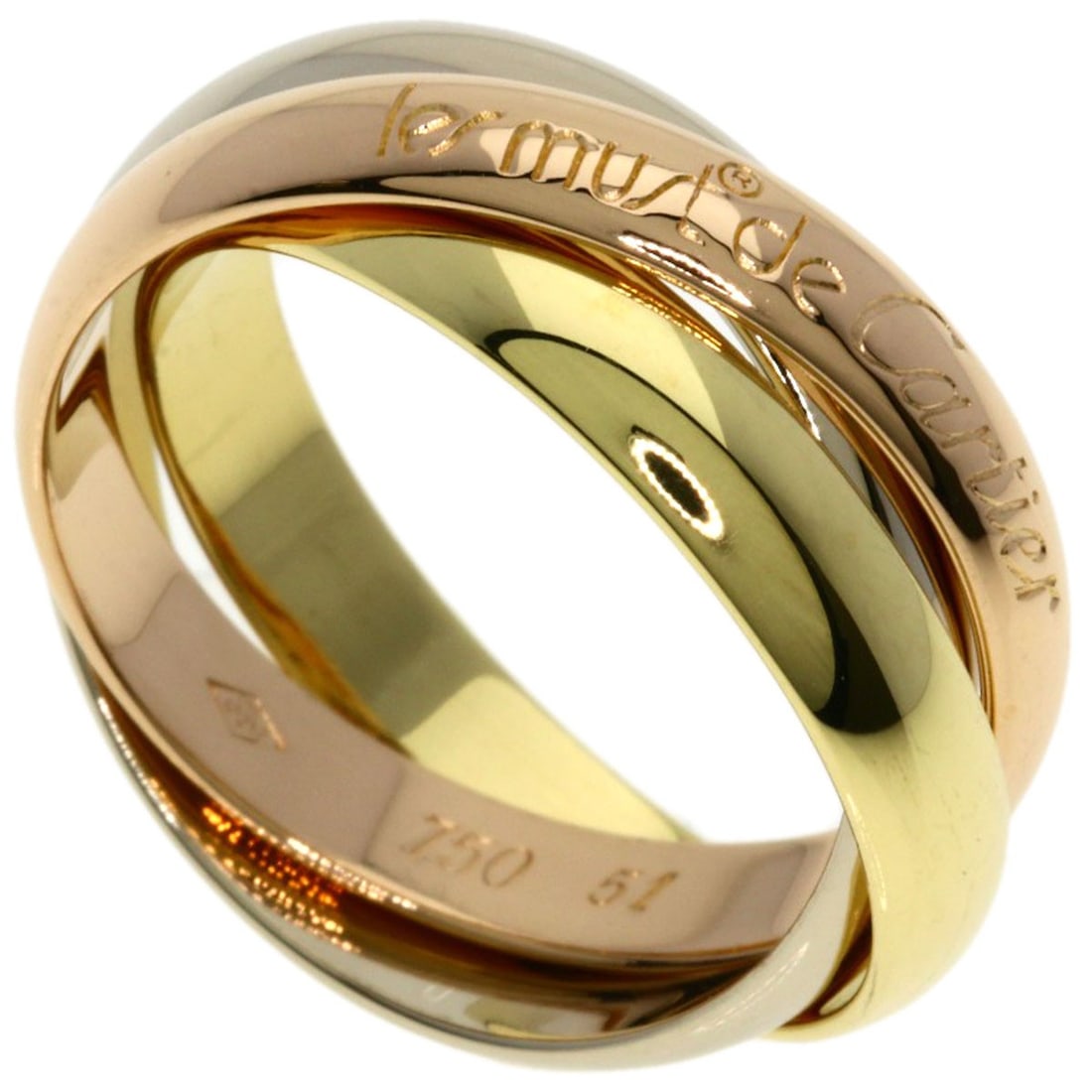 Cartier Trinity #51 Ring K18 Yellow Gold K18 White Gold: Cartier Trinity #51 Ring K18 Yellow Gold K18 White Gold Cartier Trinity #51 Ring in K18 Yellow Gold and K18 White Gold, a striking combination of two precious metals, adds a touch of sophistication