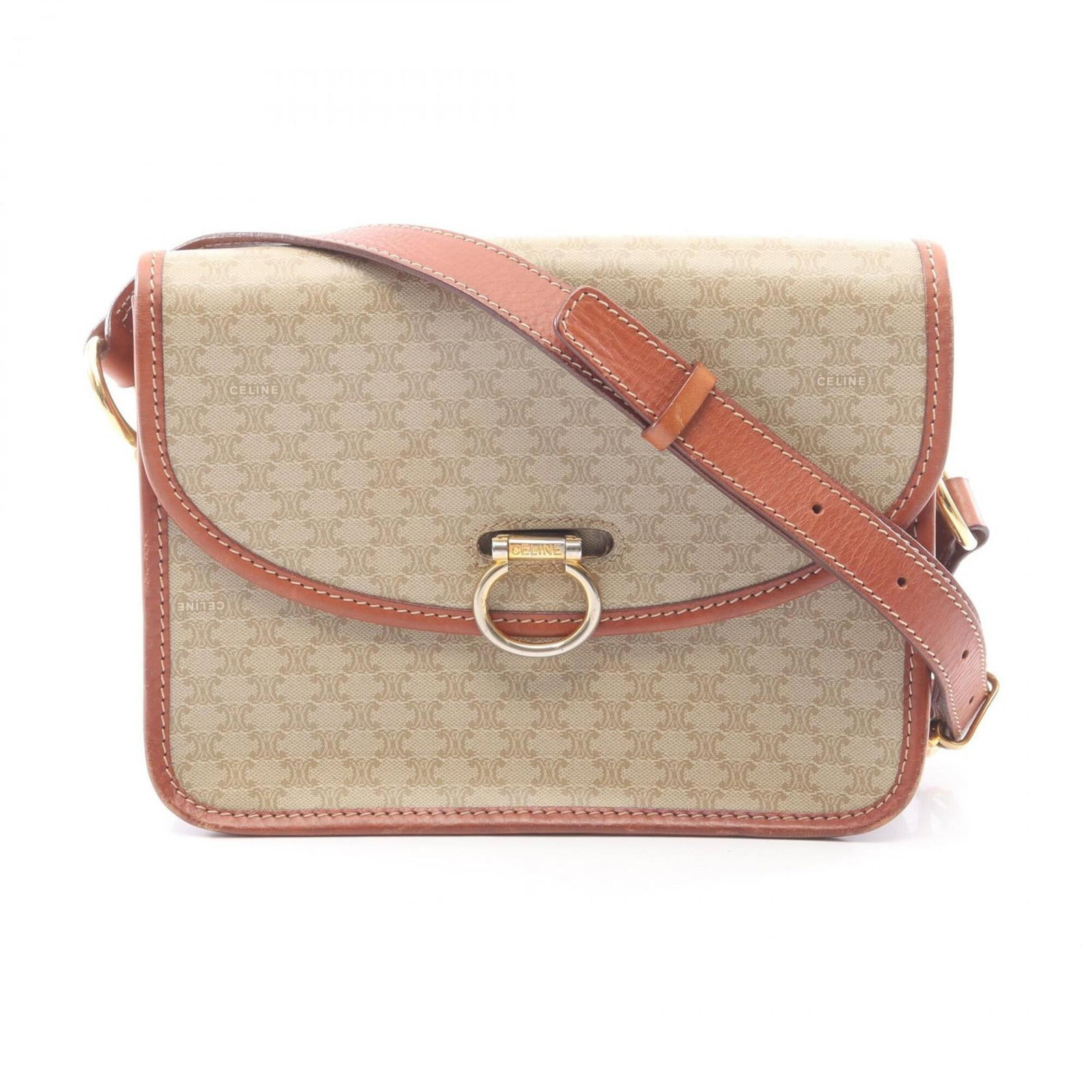 Shoulder Bag Coated Handbag Canvas Leather: Shoulder Bag Coated Handbag Canvas Leather Coated canvas and leather blend for a unique look, beige and brown color options. 18cm x 24cm in size, making it a compact shoulder bag. The bag bears a sign