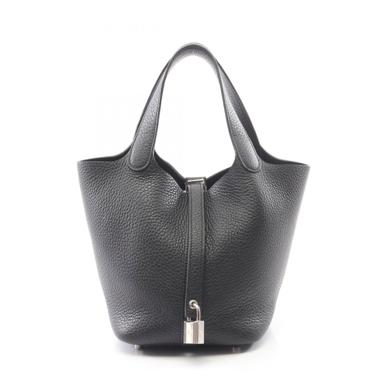 Clemence Leather Handbag Taurillon Hermes: Clemence Leather Handbag Taurillon Hermes Taurillon clemence leather handbag from Hermes, featuring a sleek black design with precise measurements at 18.5cm x 19cm x 13.5cm. This stylish handbag