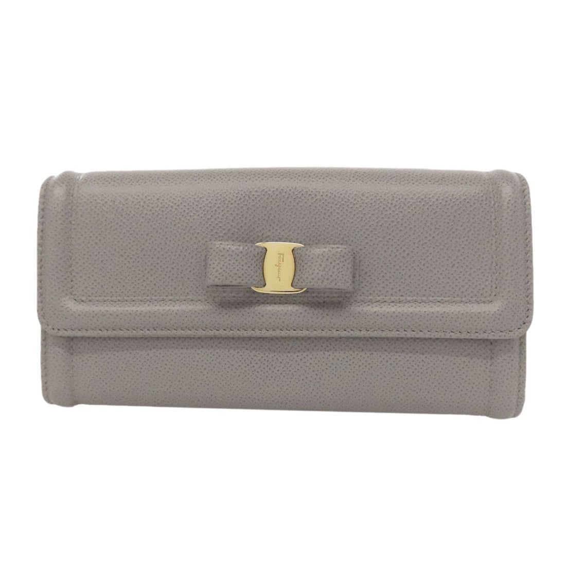 Ribbon Long Wallet Leather With Ferragamo Coin Pocket Vara Salvatore: Ribbon Long Wallet Leather With Ferragamo Coin Pocket Vara Salvatore This luxurious leather long wallet boasts a sleek gray exterior and features a distinctive Ferragamo coin pocket, adding a touch