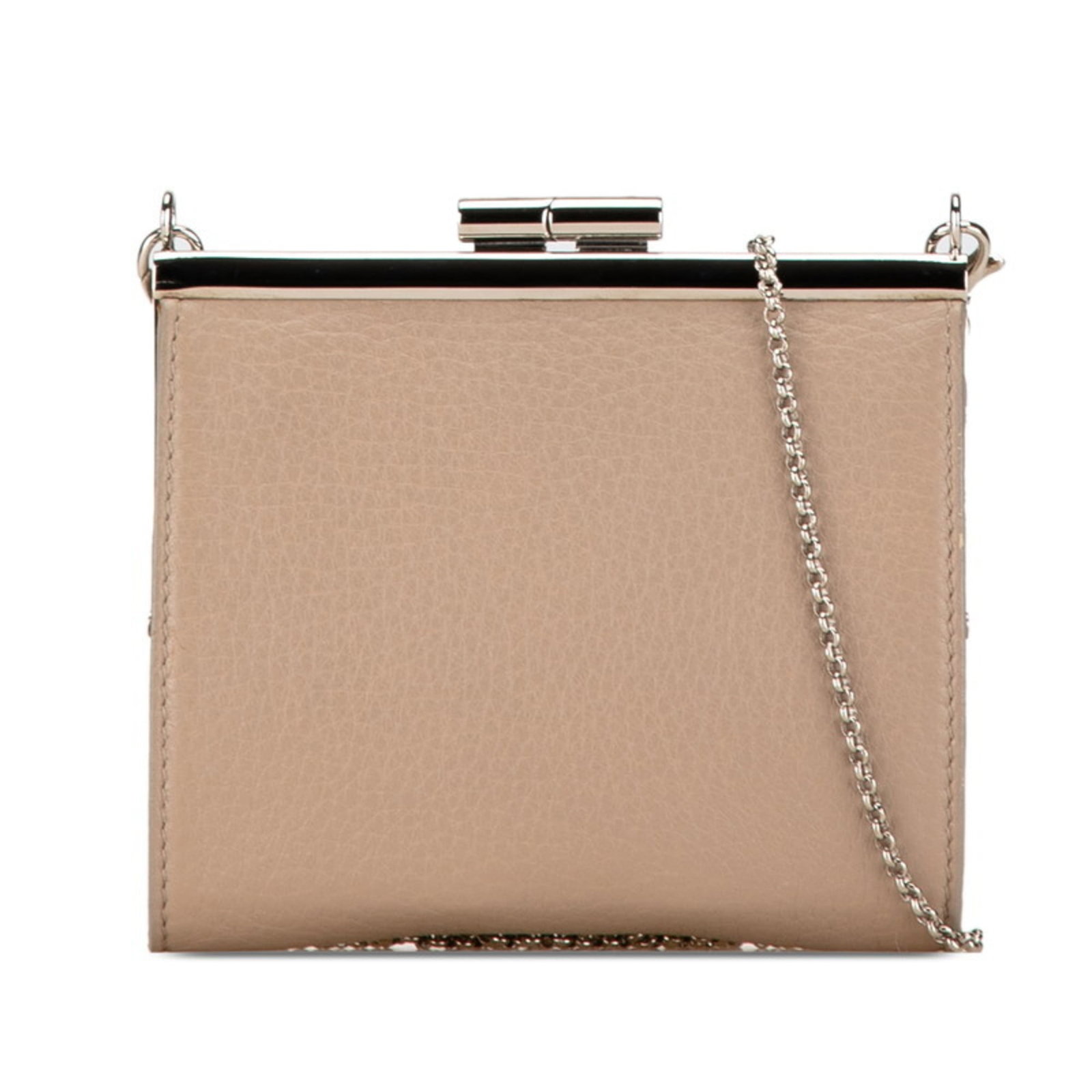 Chain/ Shoulder Wallet Leather Bvlgari: Chain/ Shoulder Wallet Leather Bvlgari Chain/Shoulder wallet in beige and grayish leather, measuring 10.5cm x 12cm x 2cm, comes with a box. This Bvlgari leather wallet is a stylish accessory for