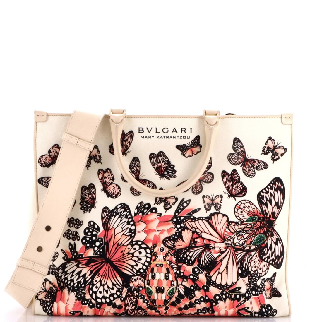 Canvas Leather Bvlgari Convertible Shopping Tote Medium Printed: Canvas Leather Bvlgari Convertible Shopping Tote Medium Printed Canvas Leather Bvlgari Convertible Shopping Tote Medium Printed - Excellent Condition. This medium-sized convertible shopping tote