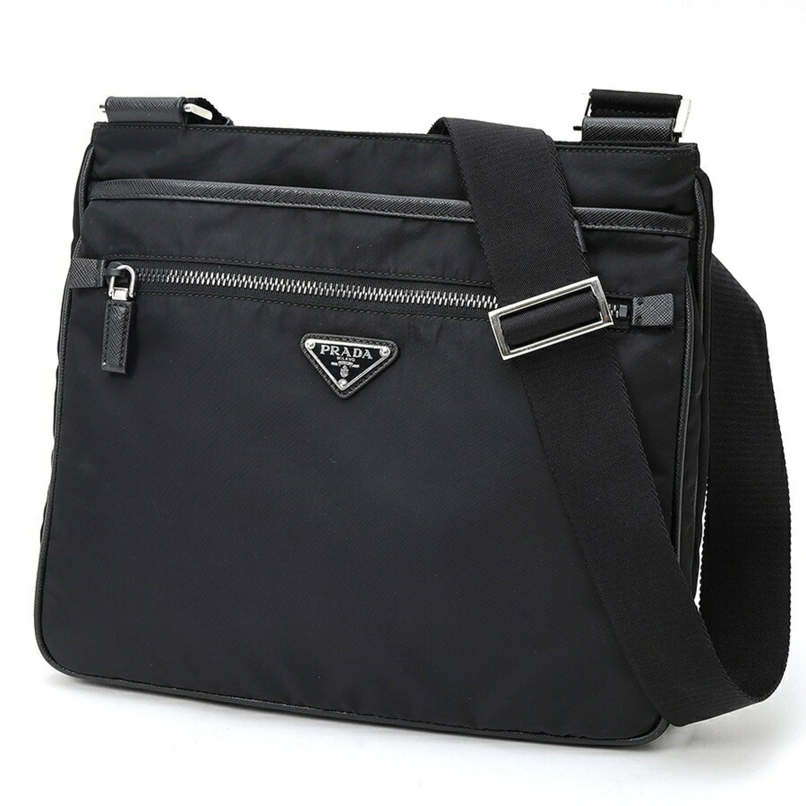 Nylon Fabric Prada Shoulder Bag: Nylon Fabric Prada Shoulder Bag Nylon Fabric Prada Shoulder Bag - A sleek and modern design from the Italian luxury brand Prada, this black shoulder bag is crafted from durable nylon fabric with a