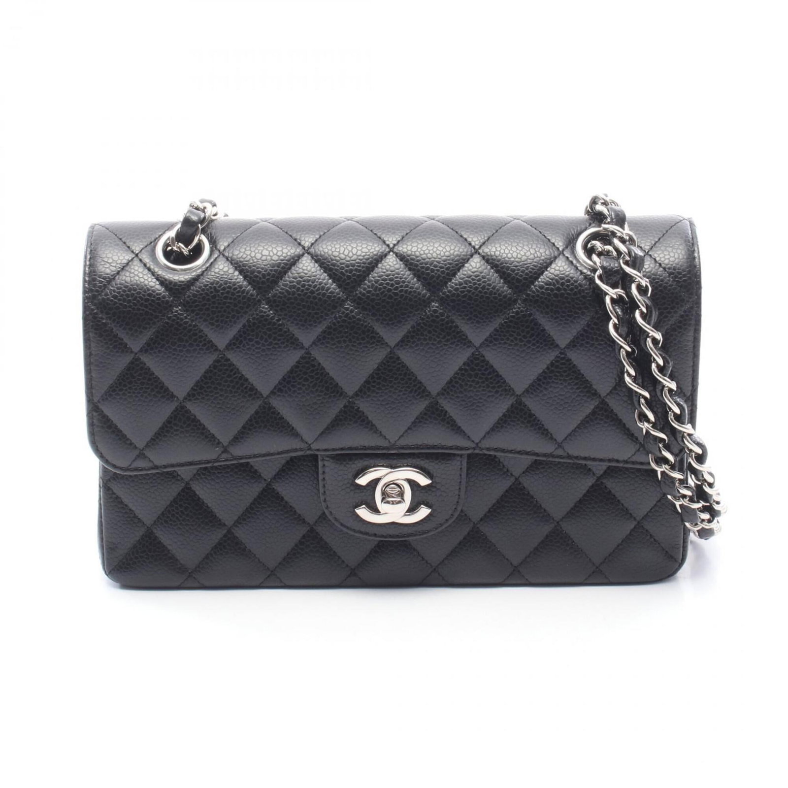 Shoulder Bag Leather Handbag Chanel: Shoulder Bag Leather Handbag Chanel Black leather shoulder bag from Chanel, featuring calfskin material and silver hardware, measures 14cm x 23cm x 6cm. This stylish bag is made from high-quality