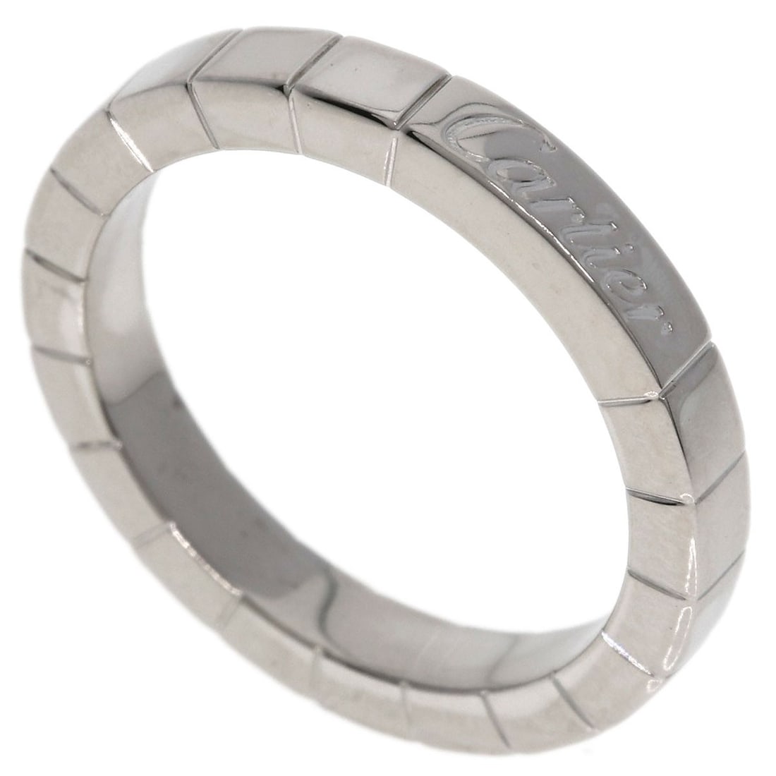 Cartier Lanier # 50 Ring K18 White Gold: Cartier Lanier # 50 Ring K18 White Gold Cartier Lanier #50 Ring in K18 White Gold features a sleek design with no main stone, making it a striking and modern accessory. This open ring closure allows f