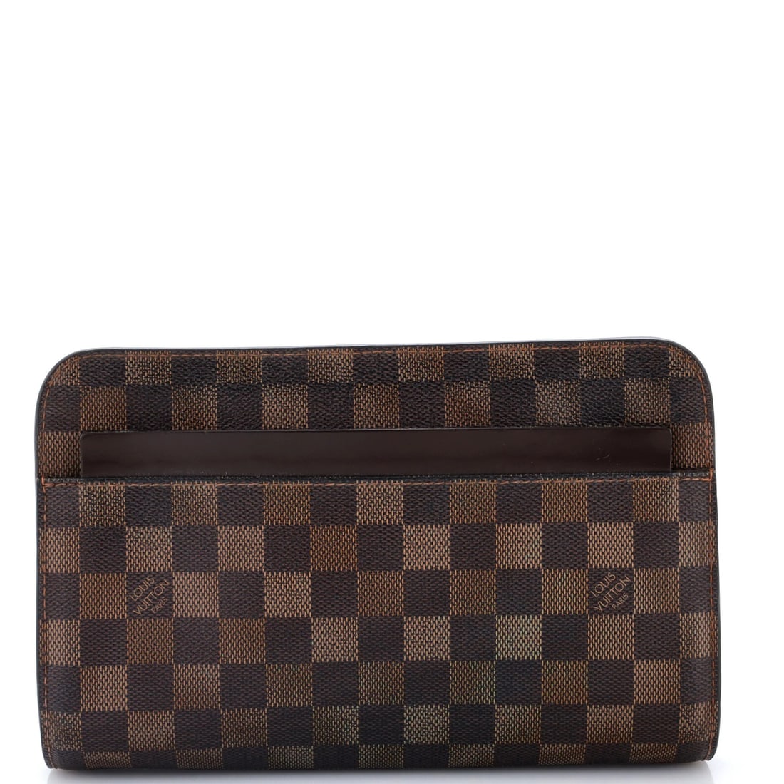 Saint Louis Pochette Damier Vuitton: Saint Louis Pochette Damier Vuitton The Saint Louis Pochette Damier Vuitton is a classic brown canvas coated clutch from Louis Vuitton, featuring a timeless damier pattern. With its gold hardware and