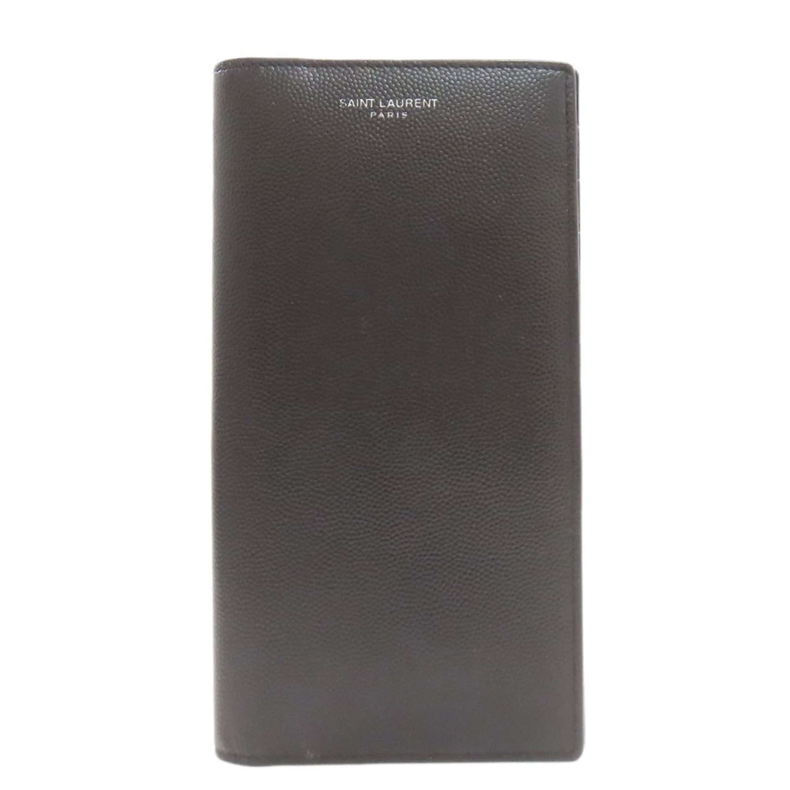 Yves Saint Laurent Long Wallet (Bi-Fold) Leather: Yves Saint Laurent Long Wallet (Bi-Fold) Leather A sleek and sophisticated black leather bi-fold wallet from Yves Saint Laurent, measuring 18cm x 9.5cm x 1.5cm, perfect for everyday use. This long