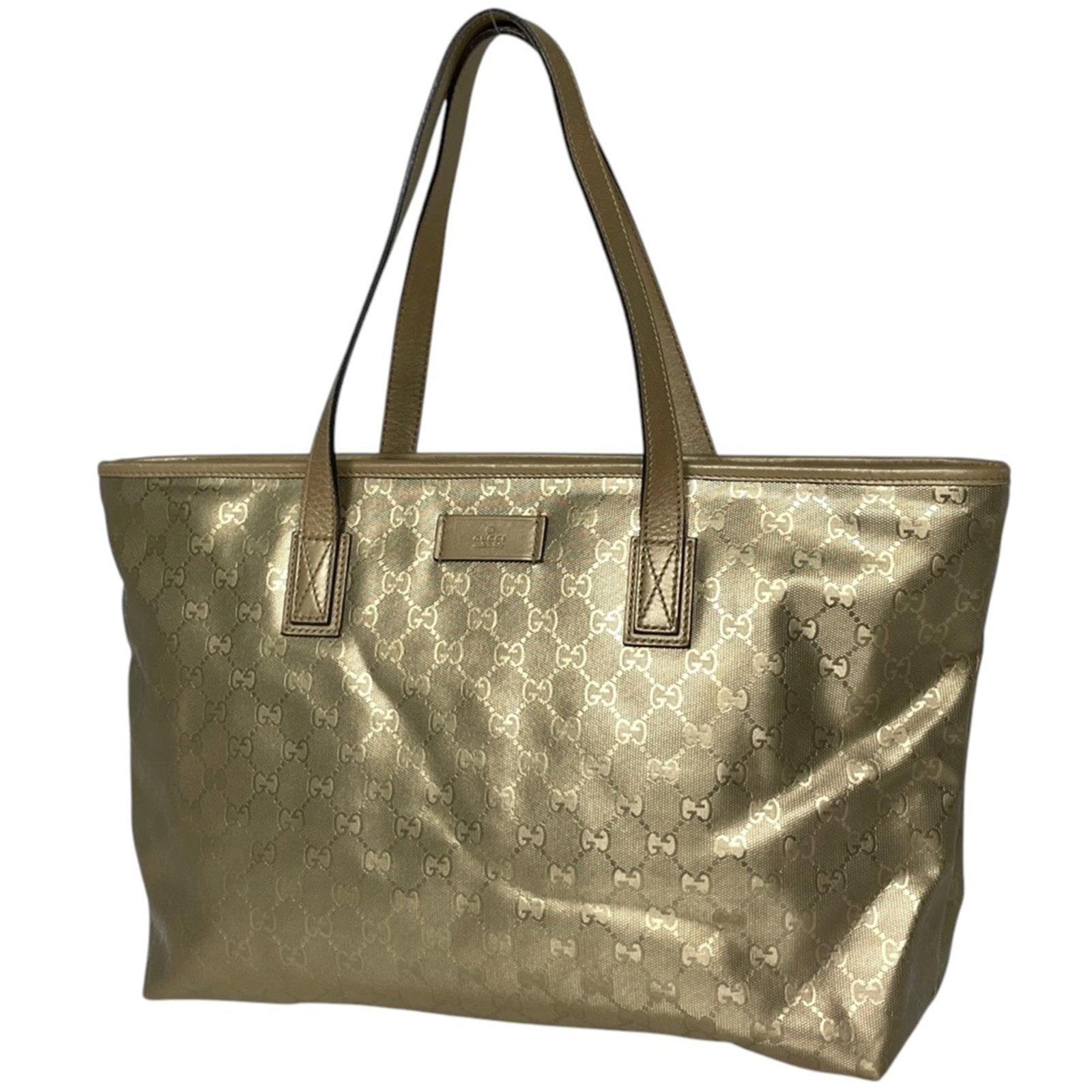 Canvas Leather Bag Gucci Tote: Canvas Leather Bag Gucci Tote Coated canvas and leather construction gives this Gucci tote bag a unique, premium look. The gold color adds a touch of sophistication, while the classic design ensures