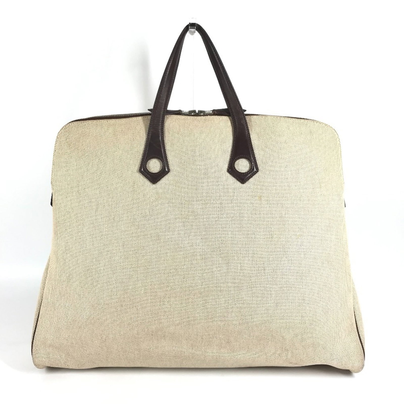 Handbag Tote Bag Hermes Leather Canvas: Handbag Tote Bag Hermes Leather Canvas 39.5cm x 48cm x 7.5cm / 15.55'' x 18.89'' x 2.95'' Handbag Tote Bag Made from High-Quality Leather and Canvas, This Beige and Brown Tote Bag from Hermes