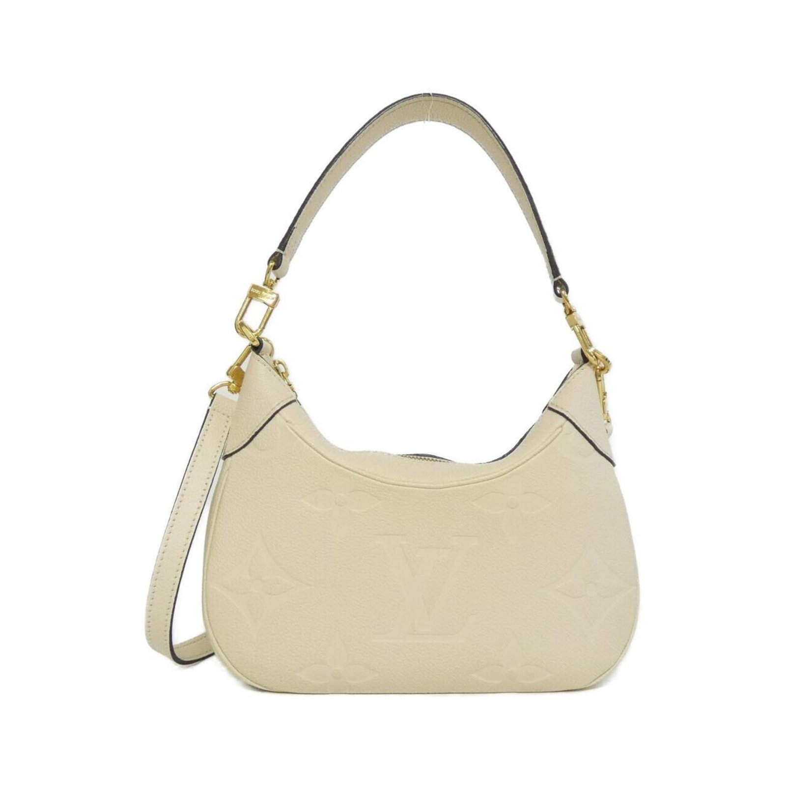 Handbag Leather Louis Vuitton: Handbag Leather Louis Vuitton The Louis Vuitton handbag is crafted from high-quality calf leather in a rich cream color, adorned with gold hardware. Measuring 14cm x 24cm x 7cm, this stylish bag