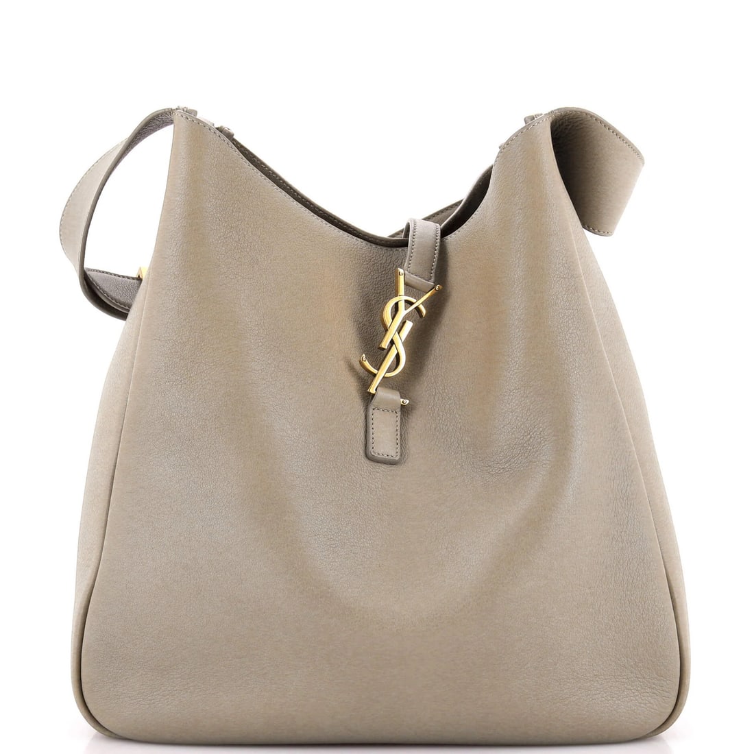 Saint Laurent Le 5 a 7 Supple Hobo Leather Large: Saint Laurent Le 5 a 7 Supple Hobo Leather Large Large Saint Laurent Le 5 a 7 Supple Hobo Leather Bag with Neutral Exterior and Gold Hardware, featuring a classic design with a 12" height, 11.5"