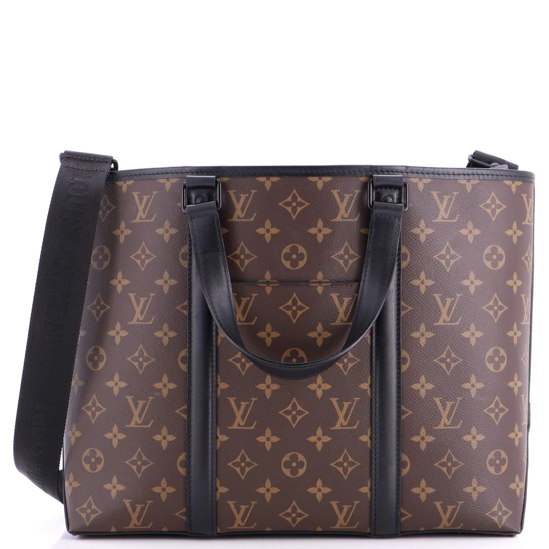 Monogram Canvas Weekend Tote Macassar Louis Vuitton PM: Monogram Canvas Weekend Tote Macassar Louis Vuitton PM Black Monogram Canvas Weekend Tote Macassar Louis Vuitton PM features a classic design with a timeless black exterior and neutral interior. The