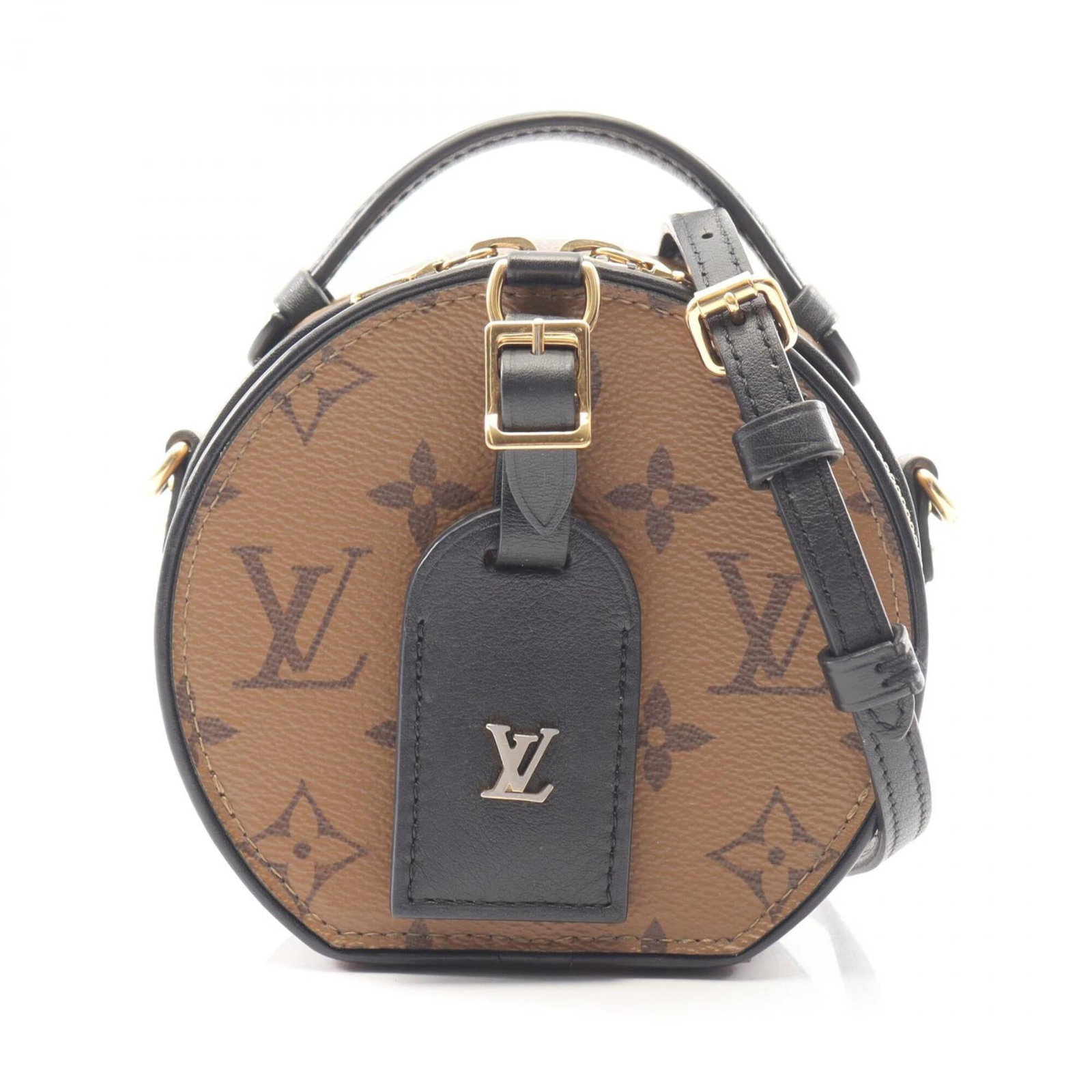Handbag Coated Canvas Leather Louis Vuitton: Handbag Coated Canvas Leather Louis Vuitton Coated canvas and leather come together in this Louis Vuitton handbag, available in black, brown, and monogram reverse. The structured design measures