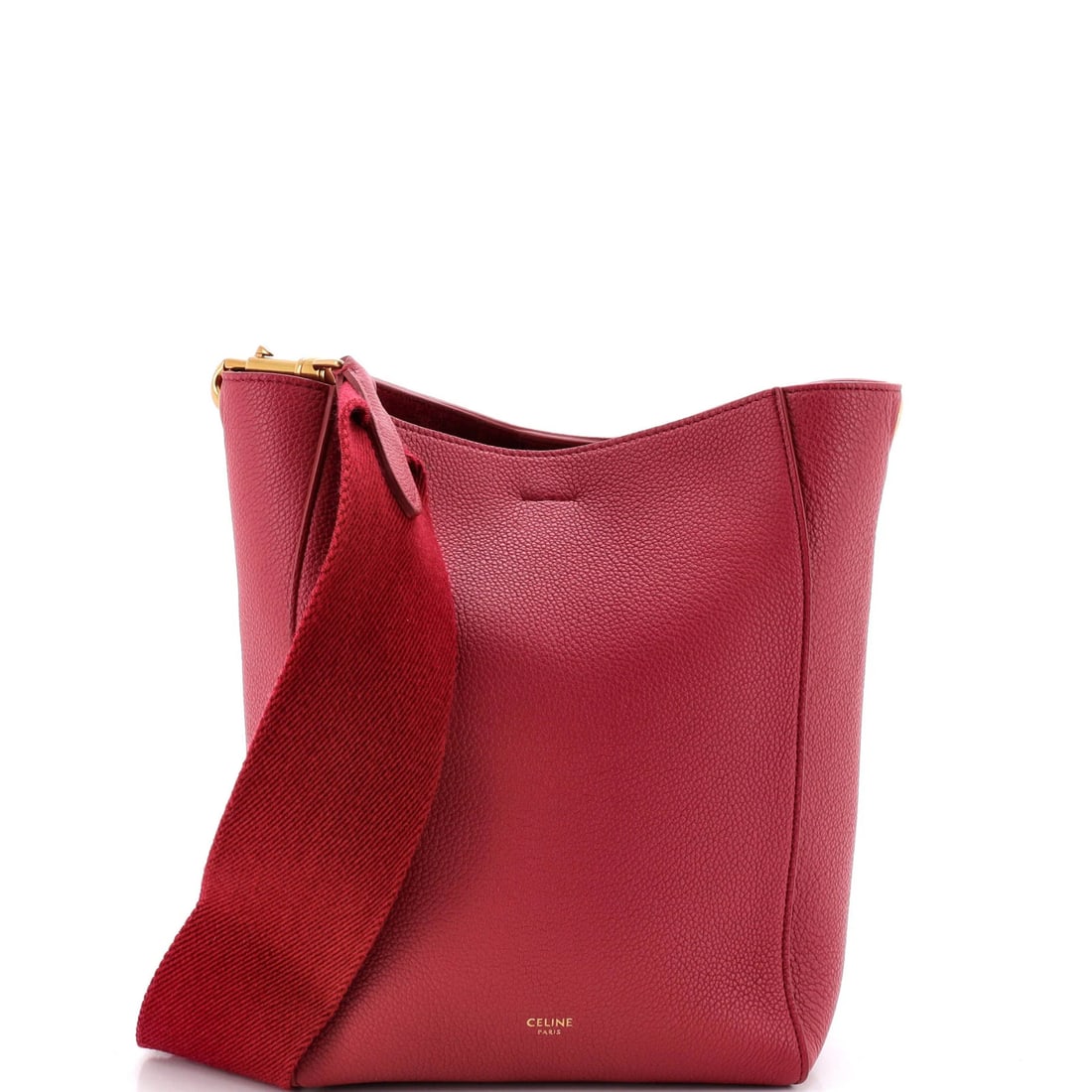 Calfskin Small Celine Sangle Seau Bag: Calfskin Small Celine Sangle Seau Bag The Calfskin Small Sangle Seau Bag from Celine boasts a stunning pink exterior crafted from high-quality leather, complemented by a luxurious suede interior.