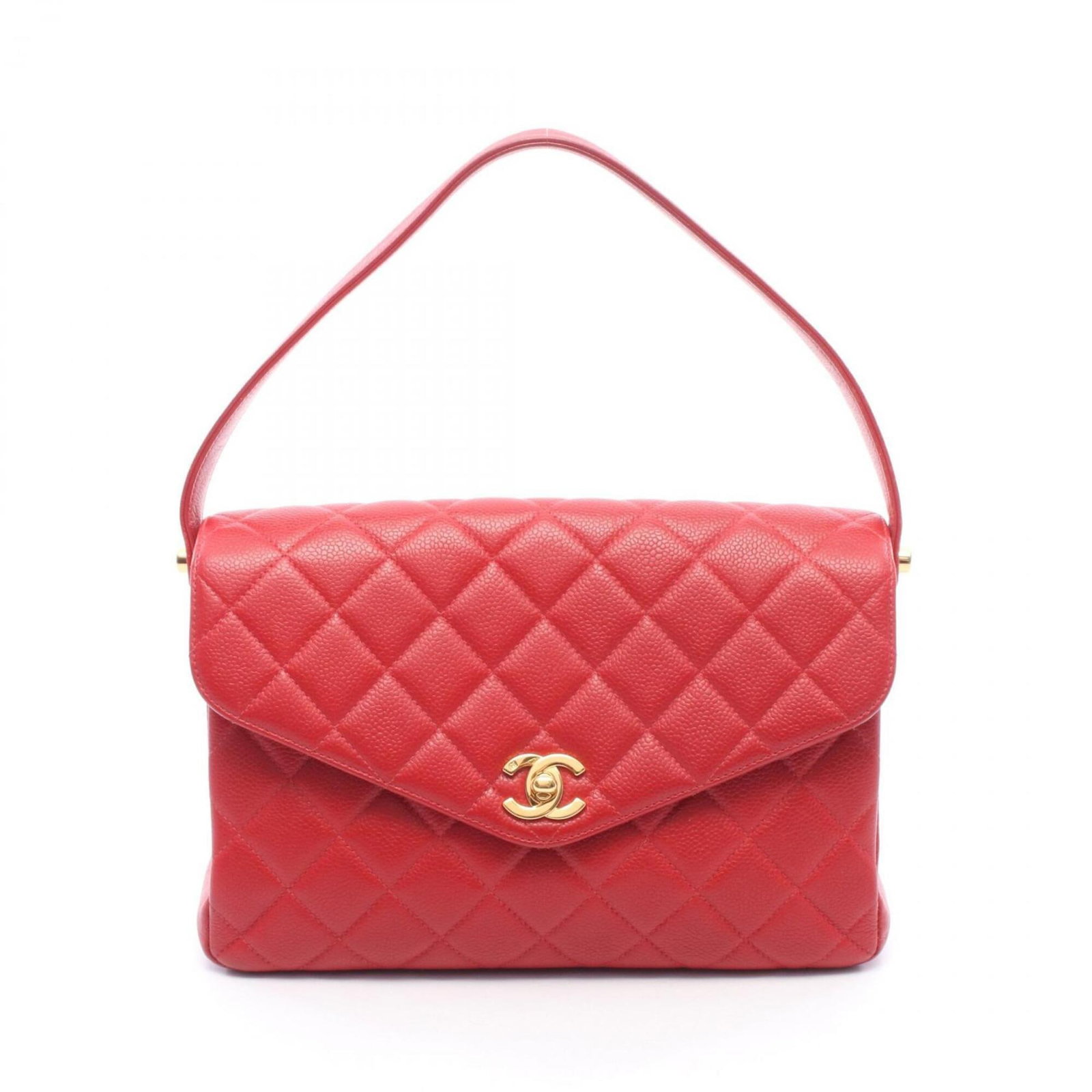 Calfskin Handbag Chanel: Calfskin Handbag Chanel Grained Calfskin Handbag in Red Color, Gold Hardware. Made from high-quality Grained Calfskin, this handbag boasts a classic design with a striking red color and gold hardware 
