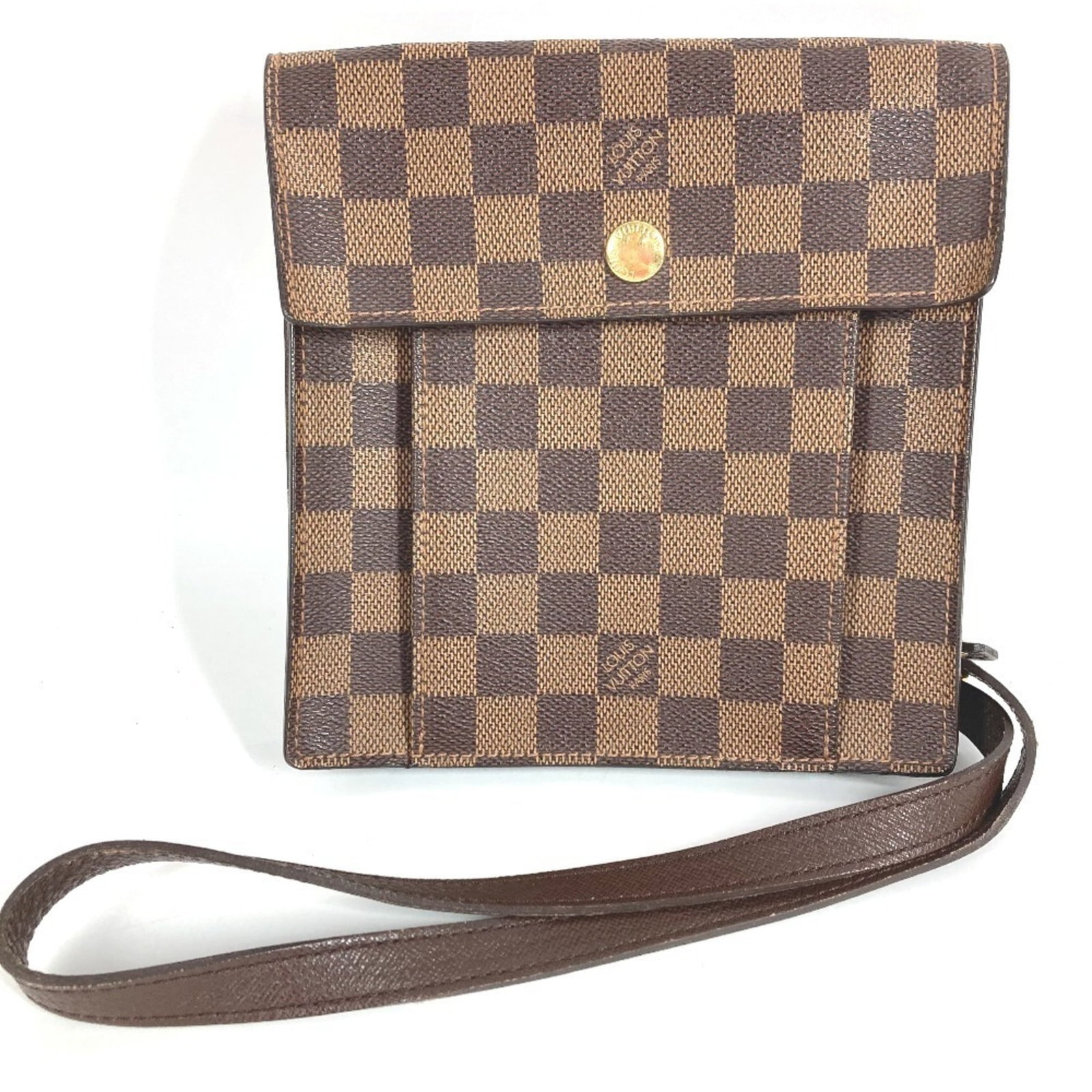 Canvas Damier Bag Pochette Shoulder Vuitton Louis: Canvas Damier Bag Pochette Shoulder Vuitton Louis Damier canvas creates a unique, textured look in this iconic Louis Vuitton pochette. Made in France, the bag's signature style is both timeless and