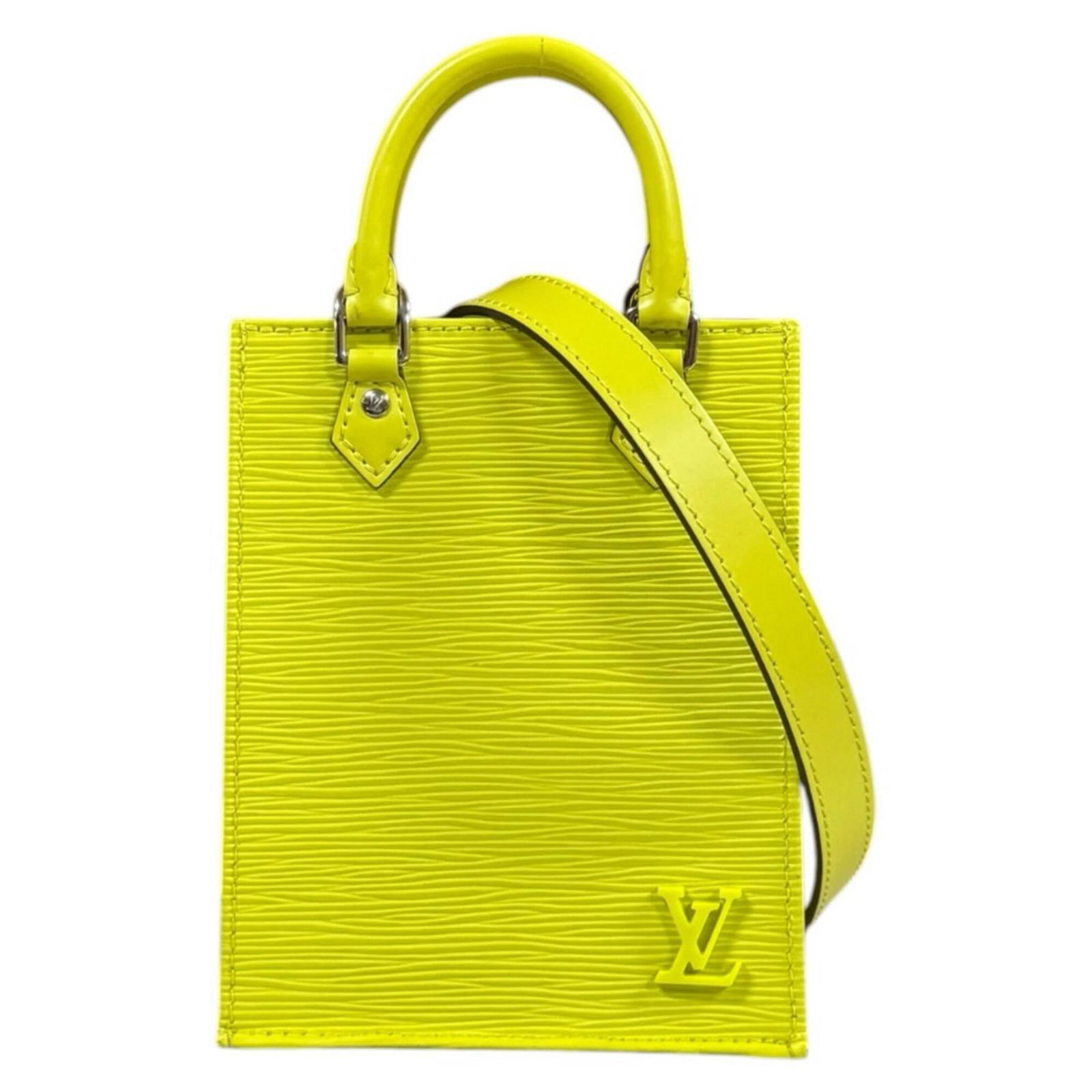 Leather Epi Bag Vuitton Louis: Leather Epi Bag Vuitton Louis The Epi bag from Louis Vuitton features a striking yellow Epi leather exterior, showcasing the iconic monogram pattern. This stylish shoulder bag boasts an open closure