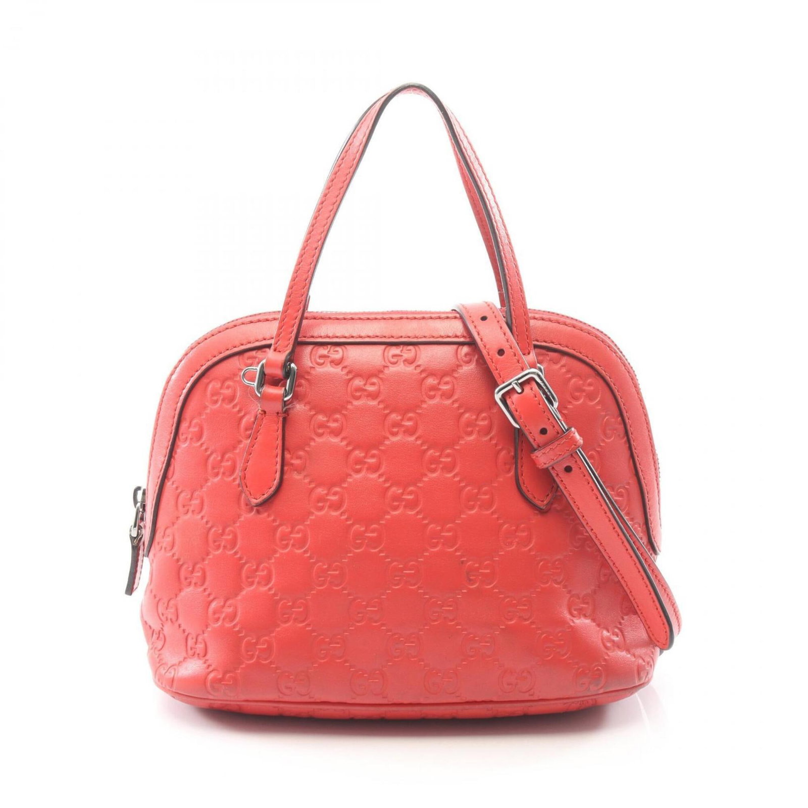 Handbag Leather Gucci: Handbag Leather Gucci Red leather Gucci handbag with dimensions 18cm x 24cm x 12cm. This handbag features a classic design with a bold red color. The leather material provides a luxurious touch. Item
