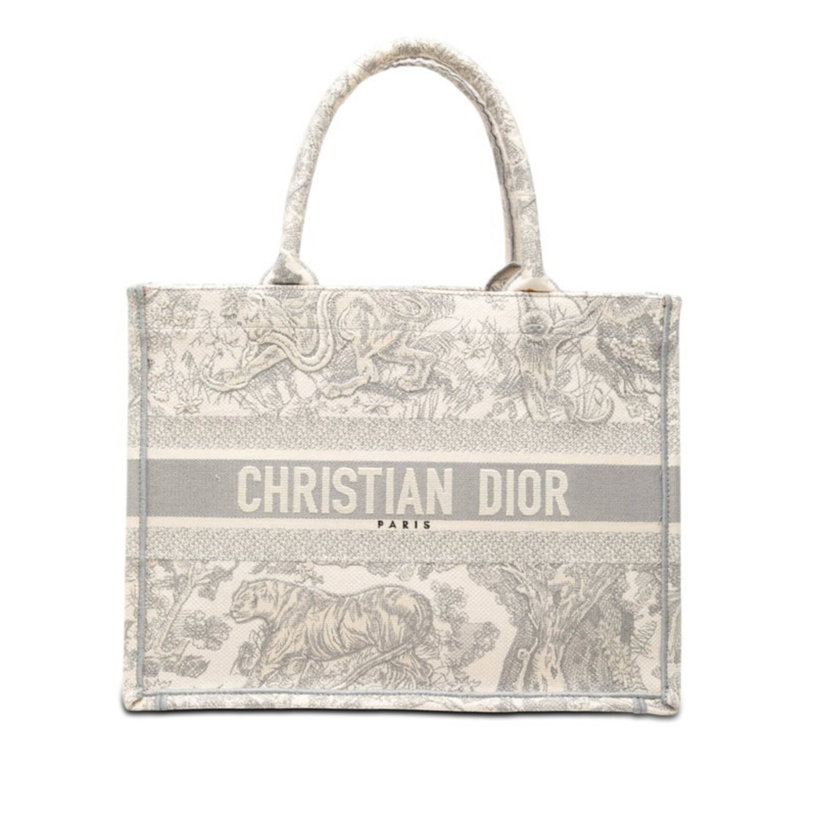 Canvas Dior Tote Christian: Canvas Dior Tote Christian Canvas Dior Tote Christian is a stylish canvas tote bag from Christian Dior, featuring a classic gray and ivory color combination. Measuring 27.5cm x 36cm x 16cm, this bag