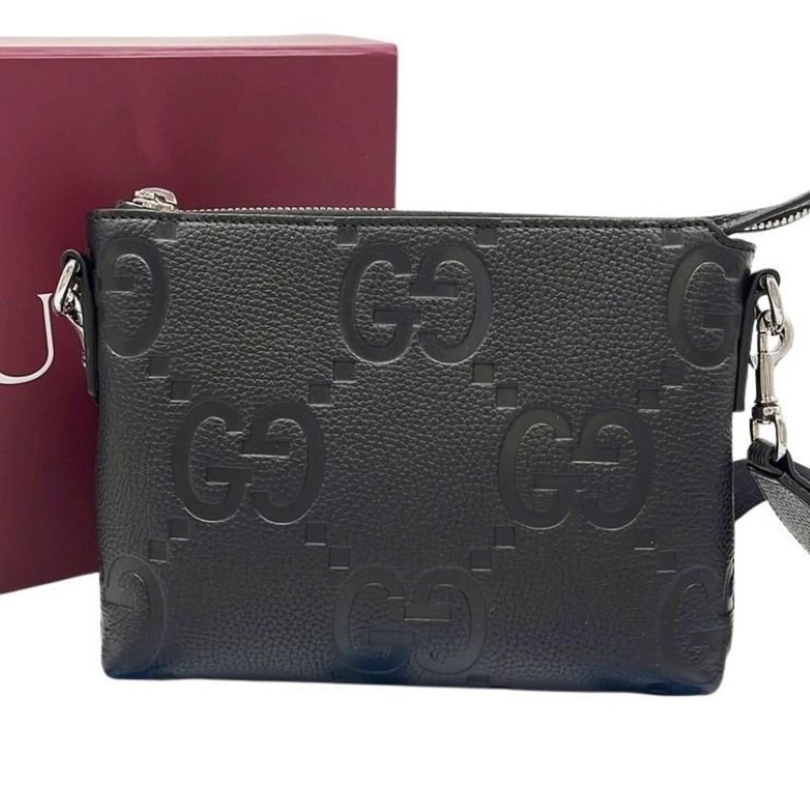 Shoulder Bag Leather: Shoulder Bag Leather Item Specifics: Brand: Gucci Country of Origin: Italy Type: Shoulder bag Material: Leather Color: Black Closure: Zipper Gender: Men,Women,Unisex Size (HxWxD): 17.5cm x 24cm x 4cm 