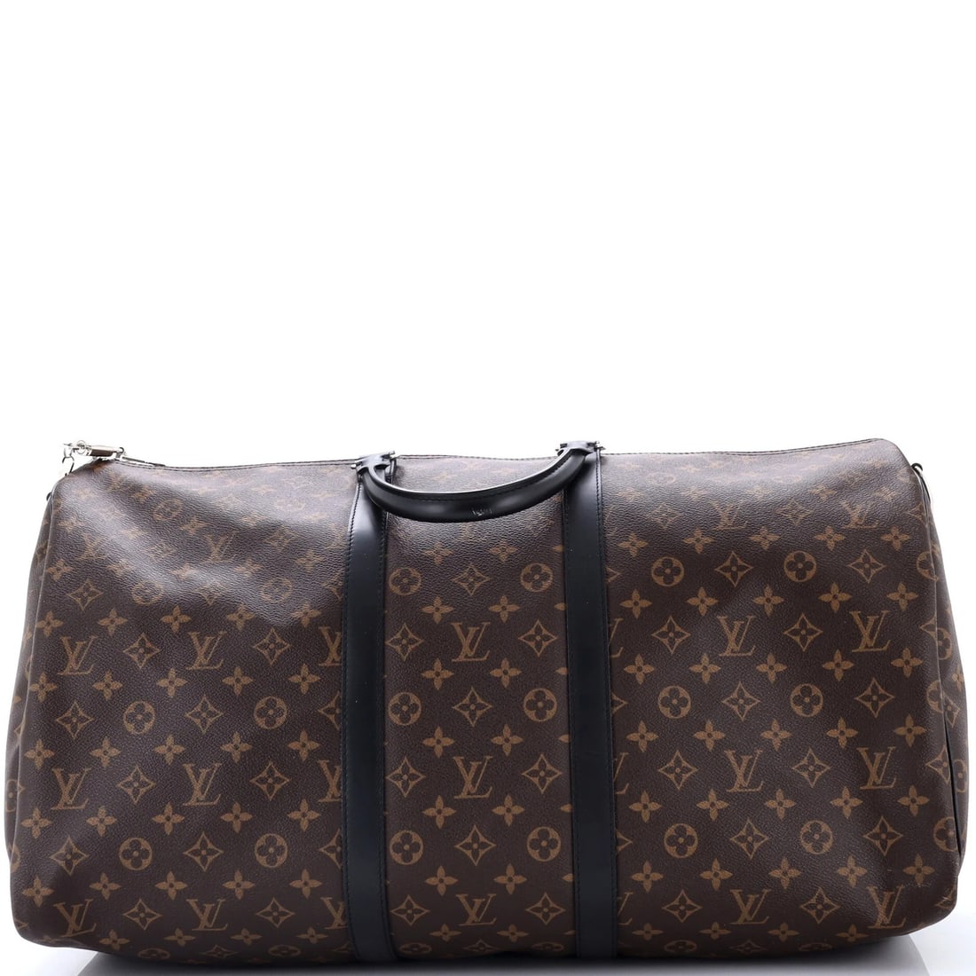 Keepall Louis Vuitton Bag Canvas Monogram Bandouliere Macassar: Keepall Louis Vuitton Bag Canvas Monogram Bandouliere Macassar Canvas Monogram Bandouliere Macassar bag with scuffs, edge wear, and discoloration, measuring 12" high, 21" wide, and 9" deep, featuring 