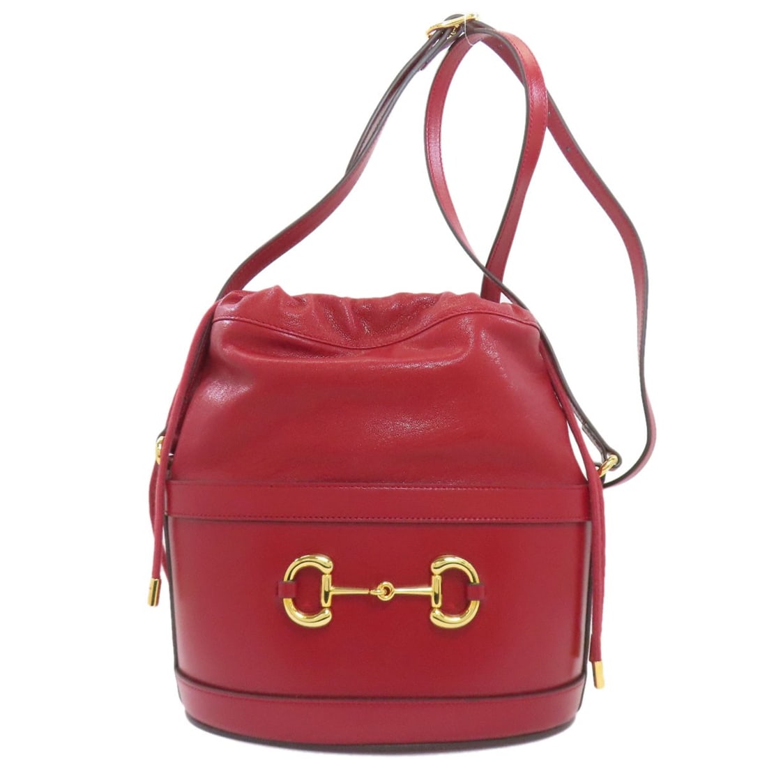 Gucci Bucket Bag Horsebit Calf Shoulder Bag: Gucci Bucket Bag Horsebit Calf Shoulder Bag Red Gucci Bucket Bag with Horsebit Calf Shoulder Strap, featuring a bold exterior color and high-quality calf material. This iconic shoulder bag showcases G