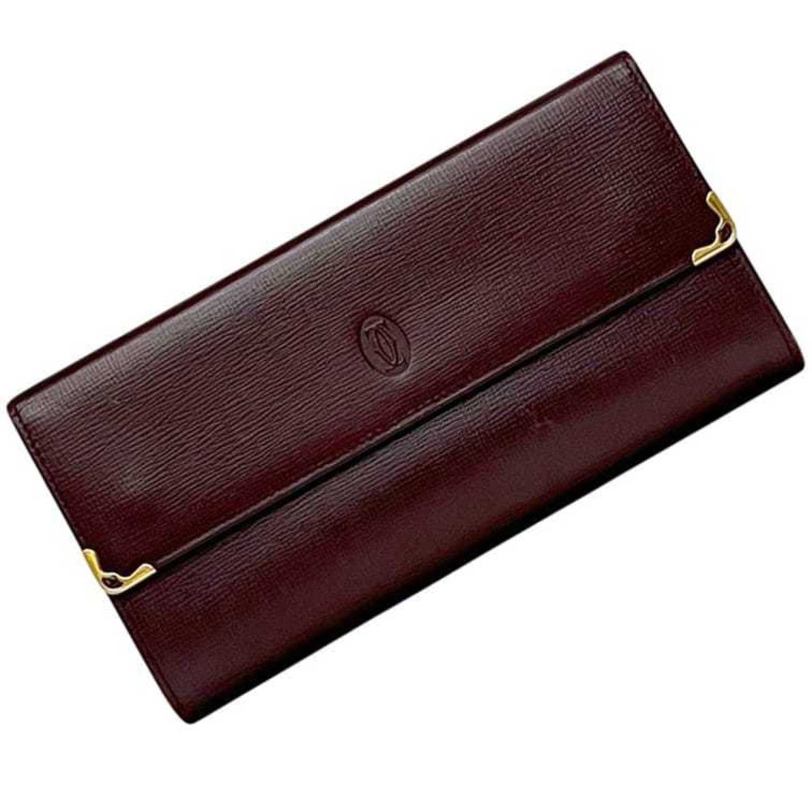 Cartier Long Wallet (Tri-Fold) Leather: Cartier Long Wallet (Tri-Fold) Leather Cartier Long Wallet (Tri-Fold) Leather is a classic design, available in Bordeaux and Wine red colors. Made from high-quality leather, this tri-fold wallet measu