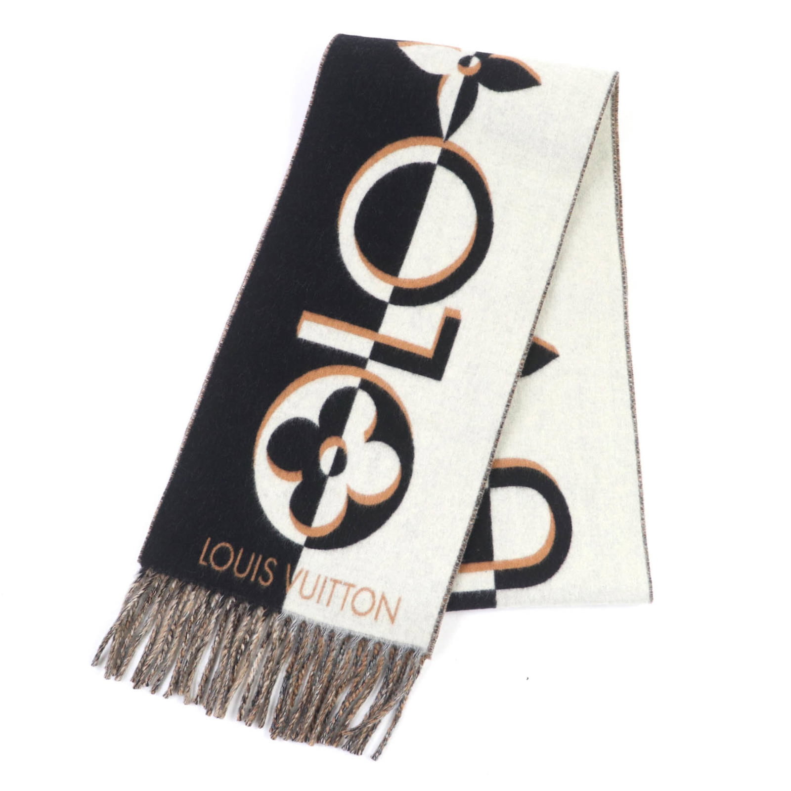 Louis Vuitton Shawl Cashmere 5% Wool 95%: Louis Vuitton Shawl Cashmere 5% Wool 95% Cashmere and wool blend in this luxurious shawl from Louis Vuitton, crafted in Italy with a Noir color. The item features a 5% cashmere and 95% wool compositio