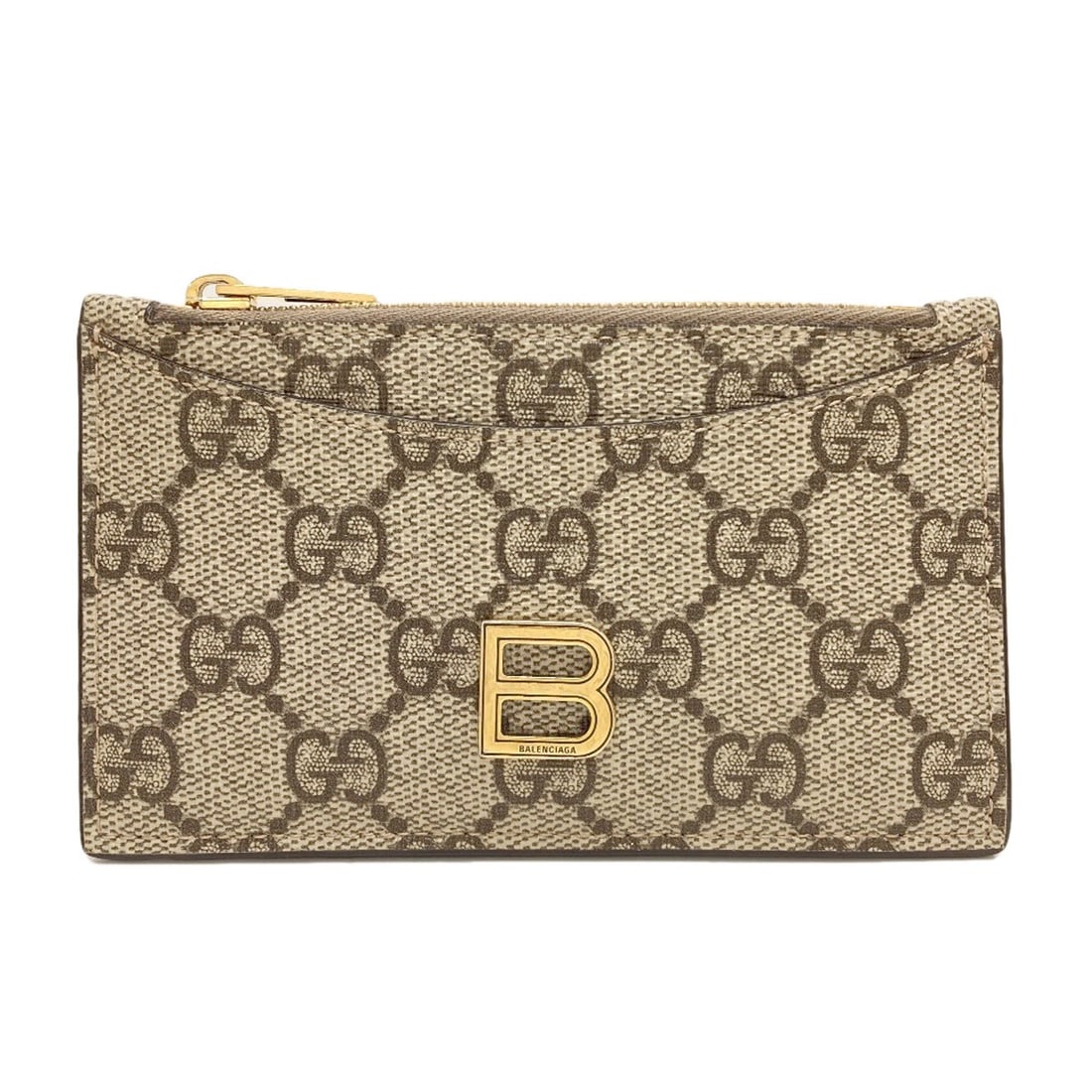 Hacker Project Coin Purse Collaboration Gucci Balenciaga 681701 Purse: Hacker Project Coin Purse Collaboration Gucci Balenciaga 681701 Purse Brown PVC coin purse from Gucci and Balenciaga collaboration, featuring a classic coin purse design with a zip closure. The purse
